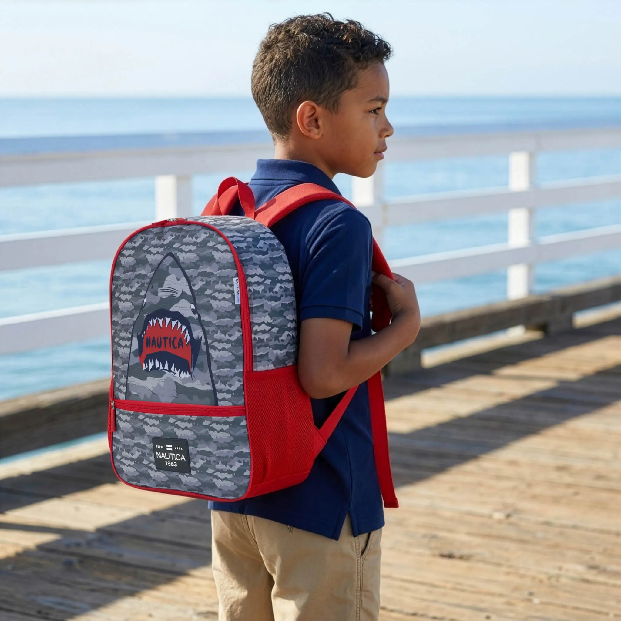 Back to Basics Cushioned Kids Backpack | Shark Attack | 16" Tall