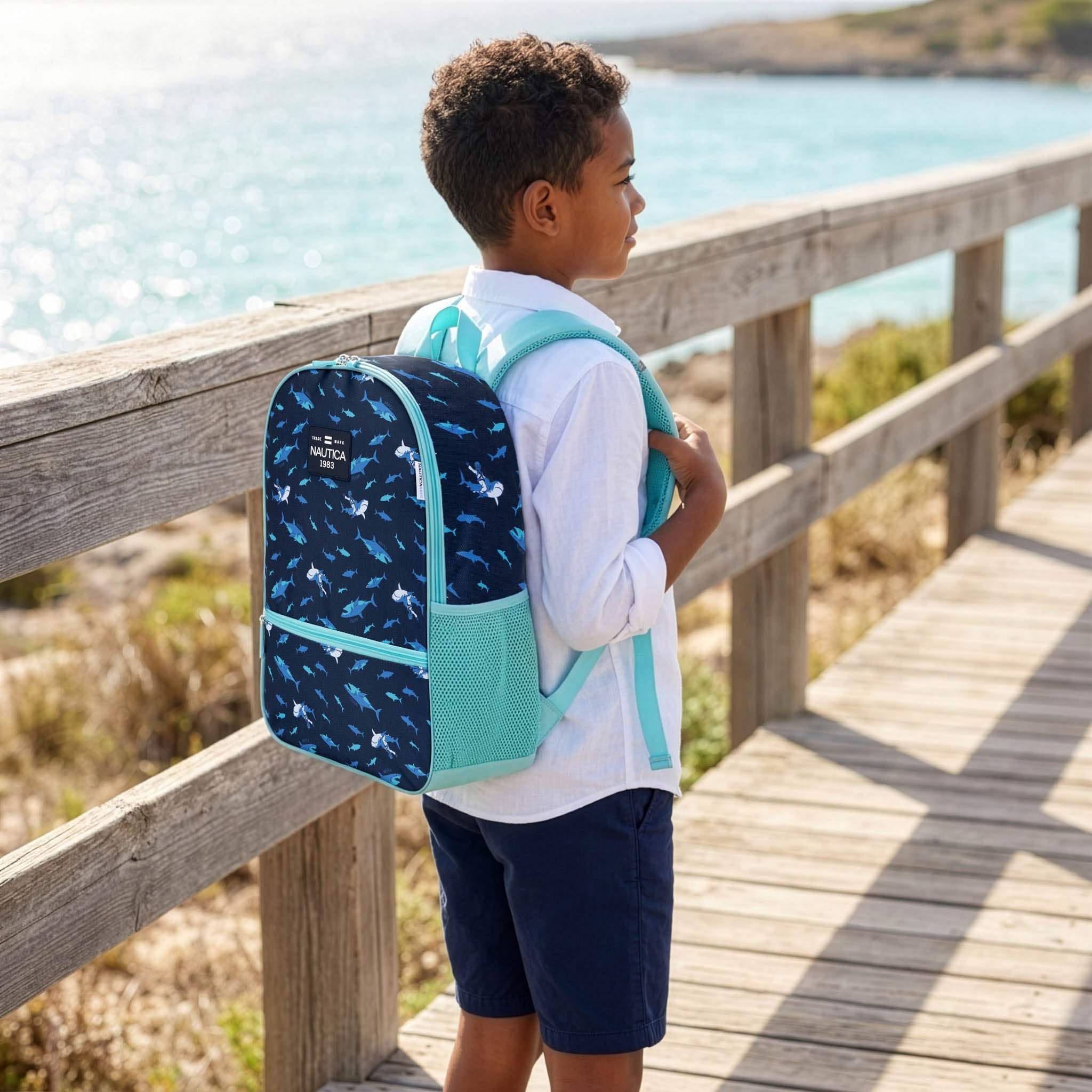 Back to Basics Cushioned Kids Backpack | Shark Riders | 16" Tall