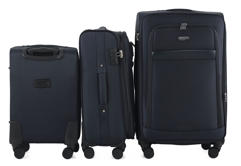 Noah Soft Shell Expandable 3 Piece Spinner Luggage Set with Lock