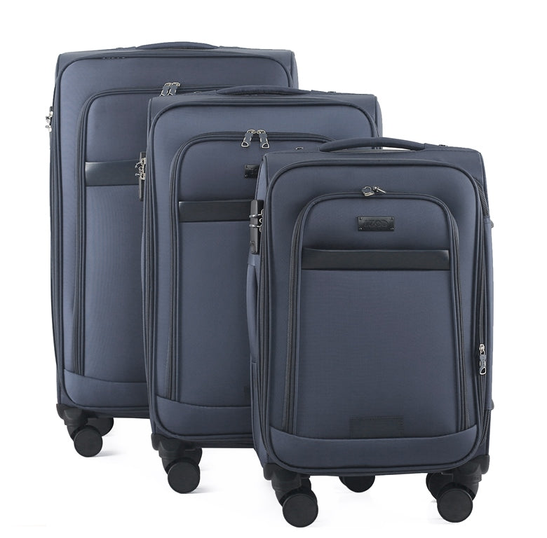 Noah Soft Shell Expandable 3 Piece Spinner Luggage Set with Lock
