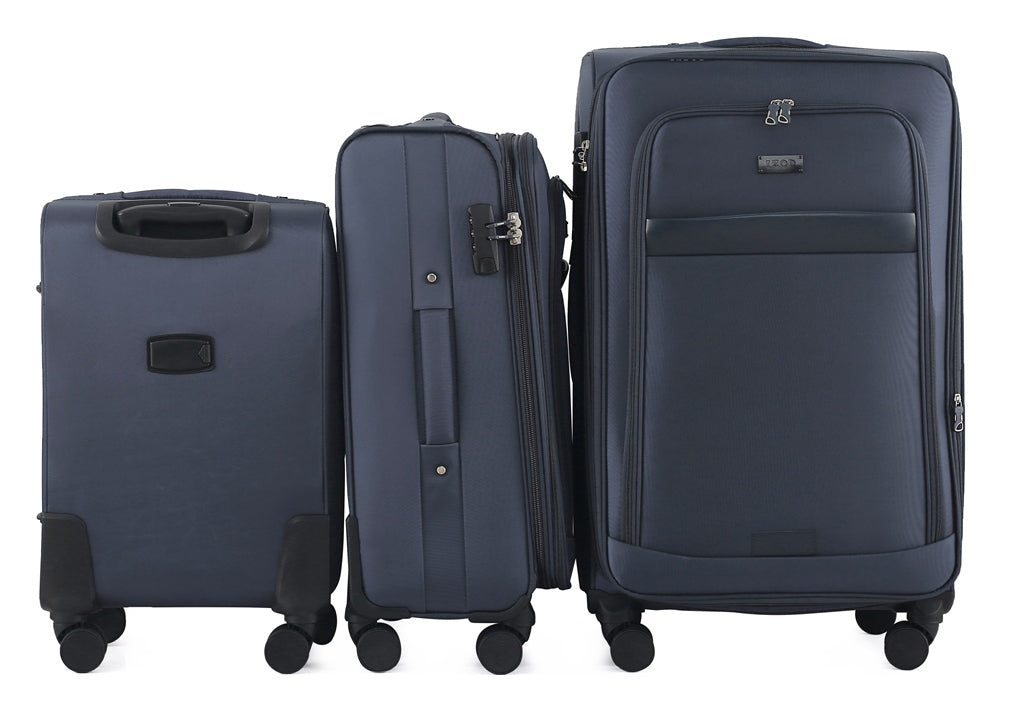 Noah Soft Shell Expandable 3 Piece Spinner Luggage Set with Lock