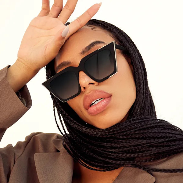 The CEO - Black Faded Black Lens Cateye Sunglasses