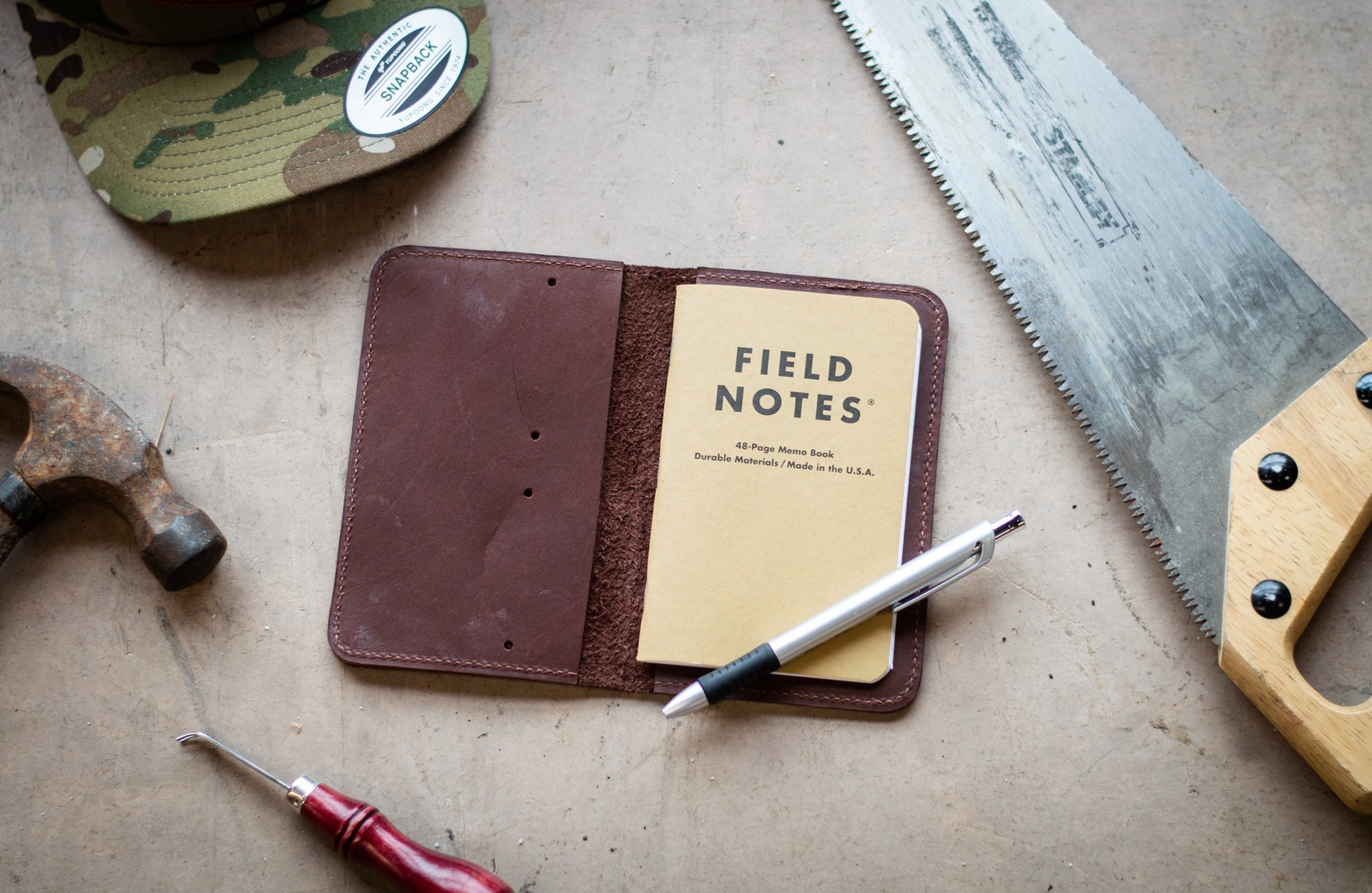 Notebook Wallet – Full-Grain Leather Organizer with Memo Book