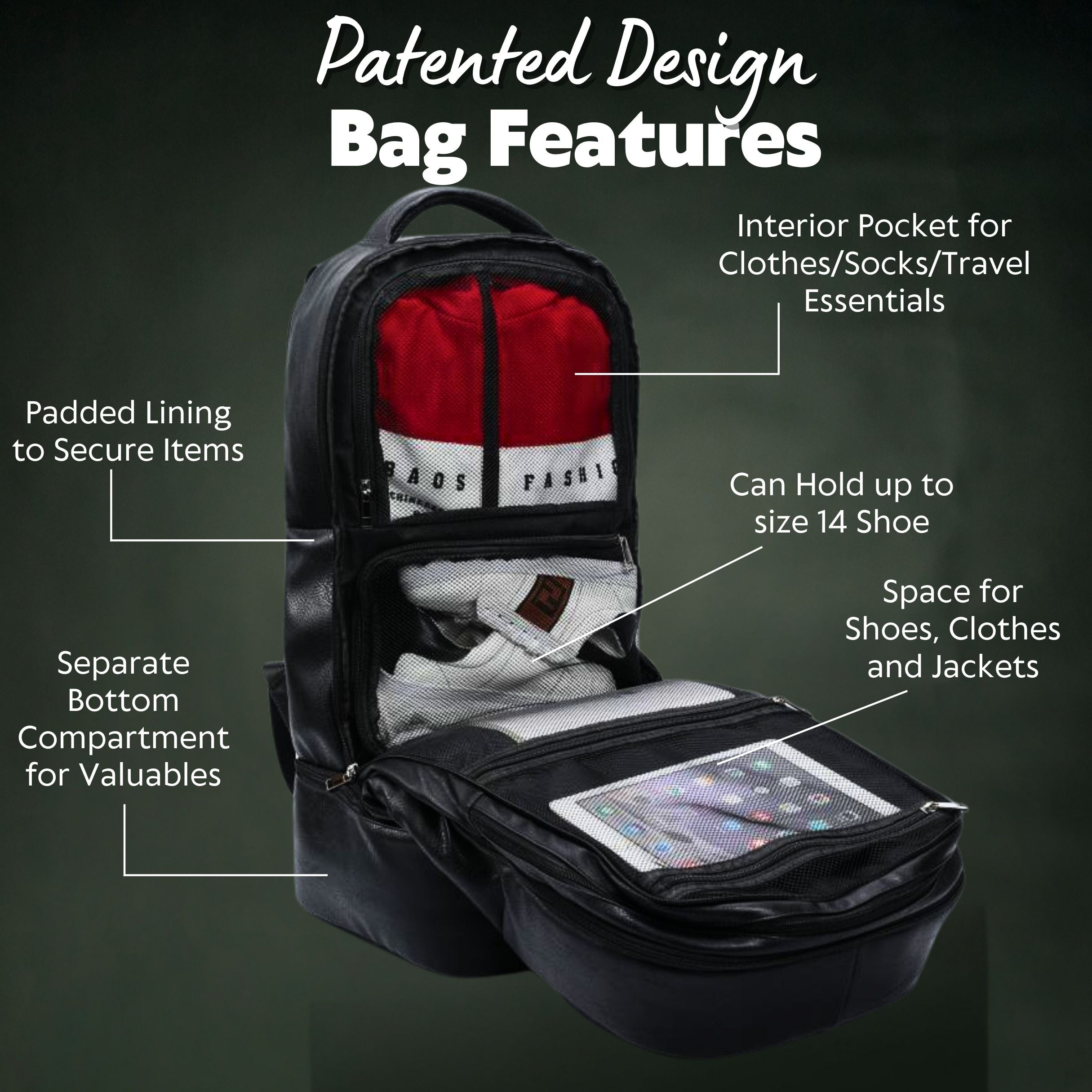 Brown Leather Patented Carry-on Bag (XL Design)