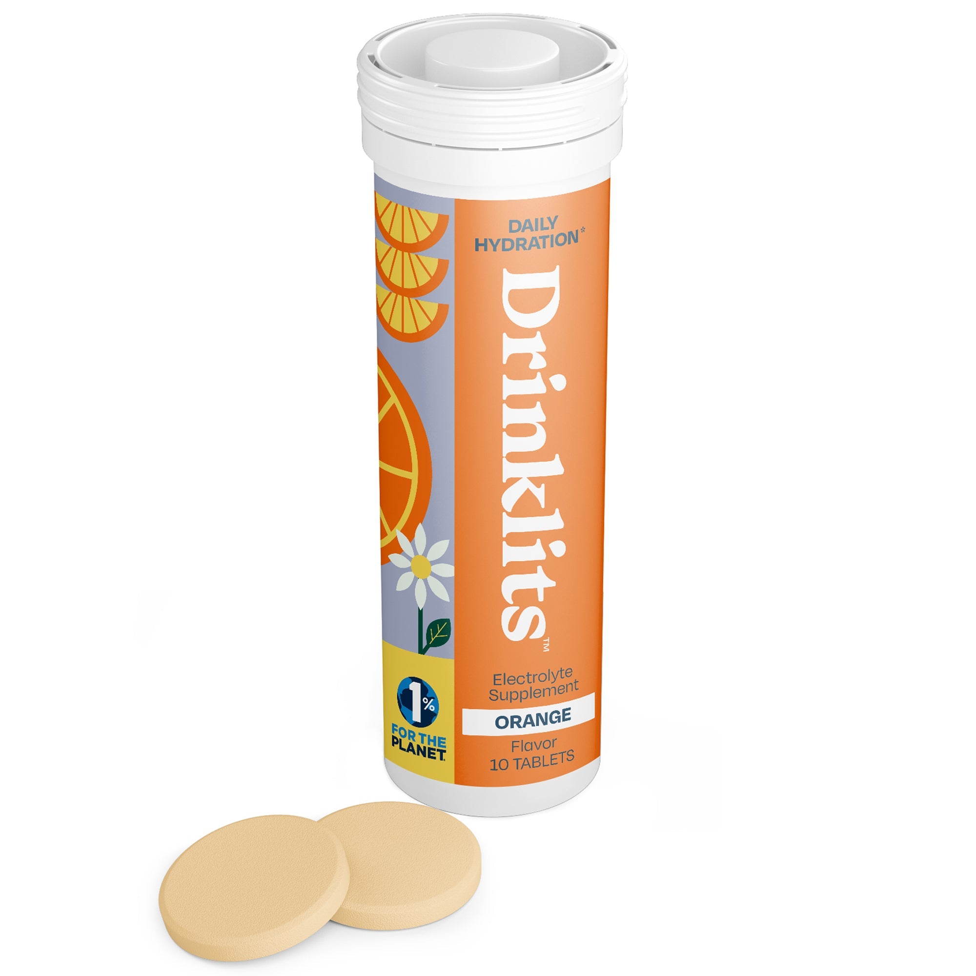 Orange Electrolyte Tablets for Daily Hydration (8 Tubes, 80 Servings)