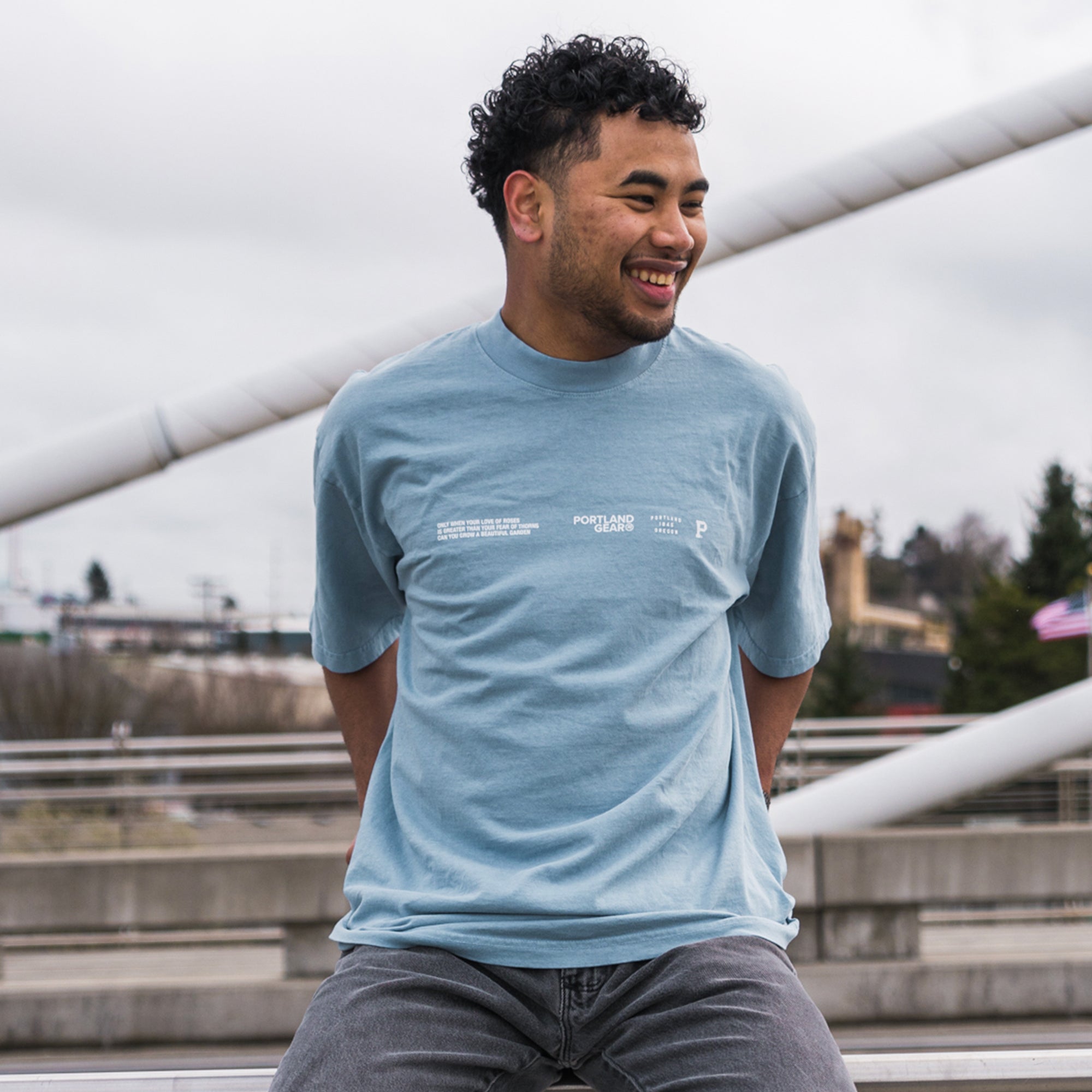 All-American Slogan Tee - Sky