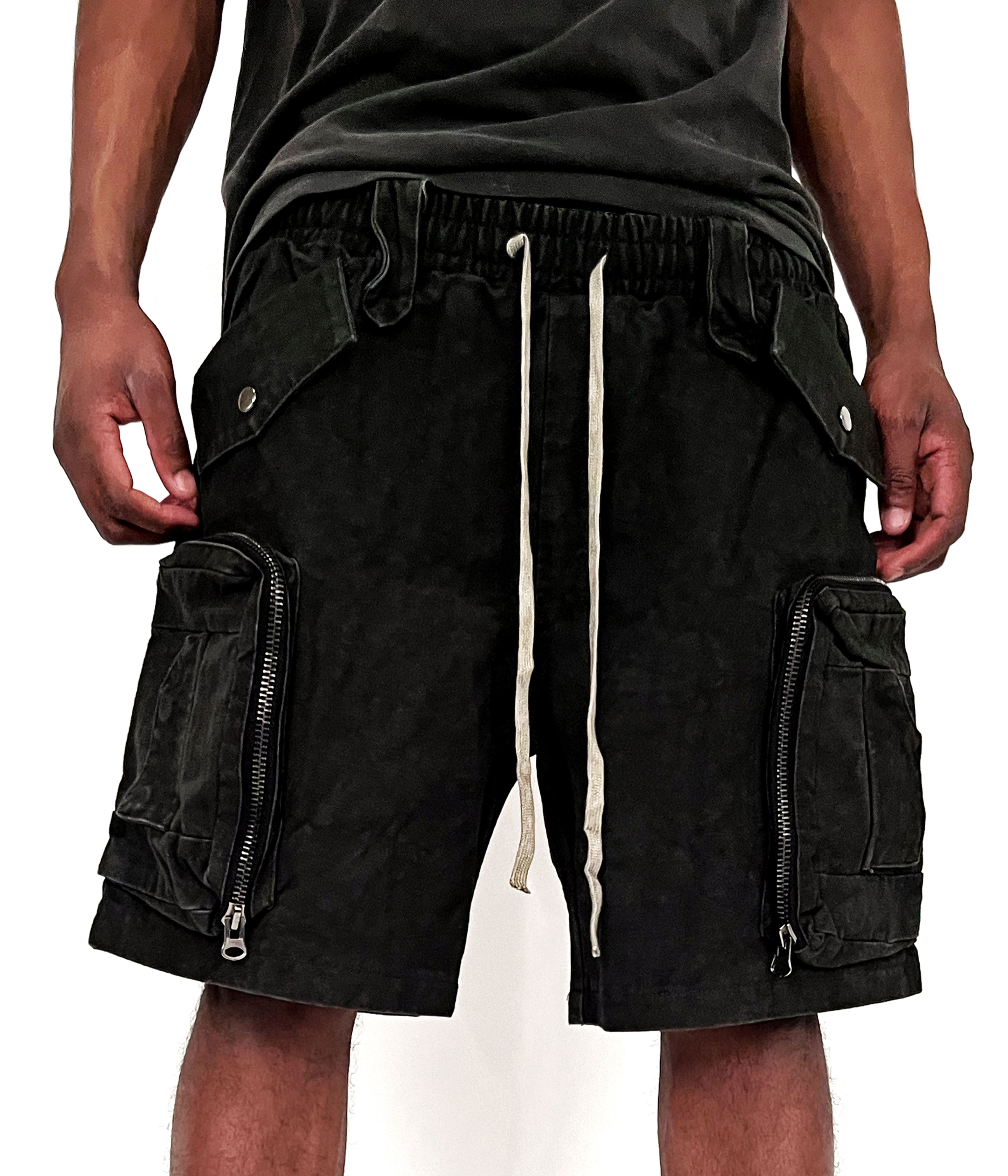 DRAWSTRING JUMBO POCKET CARGO SHORTS