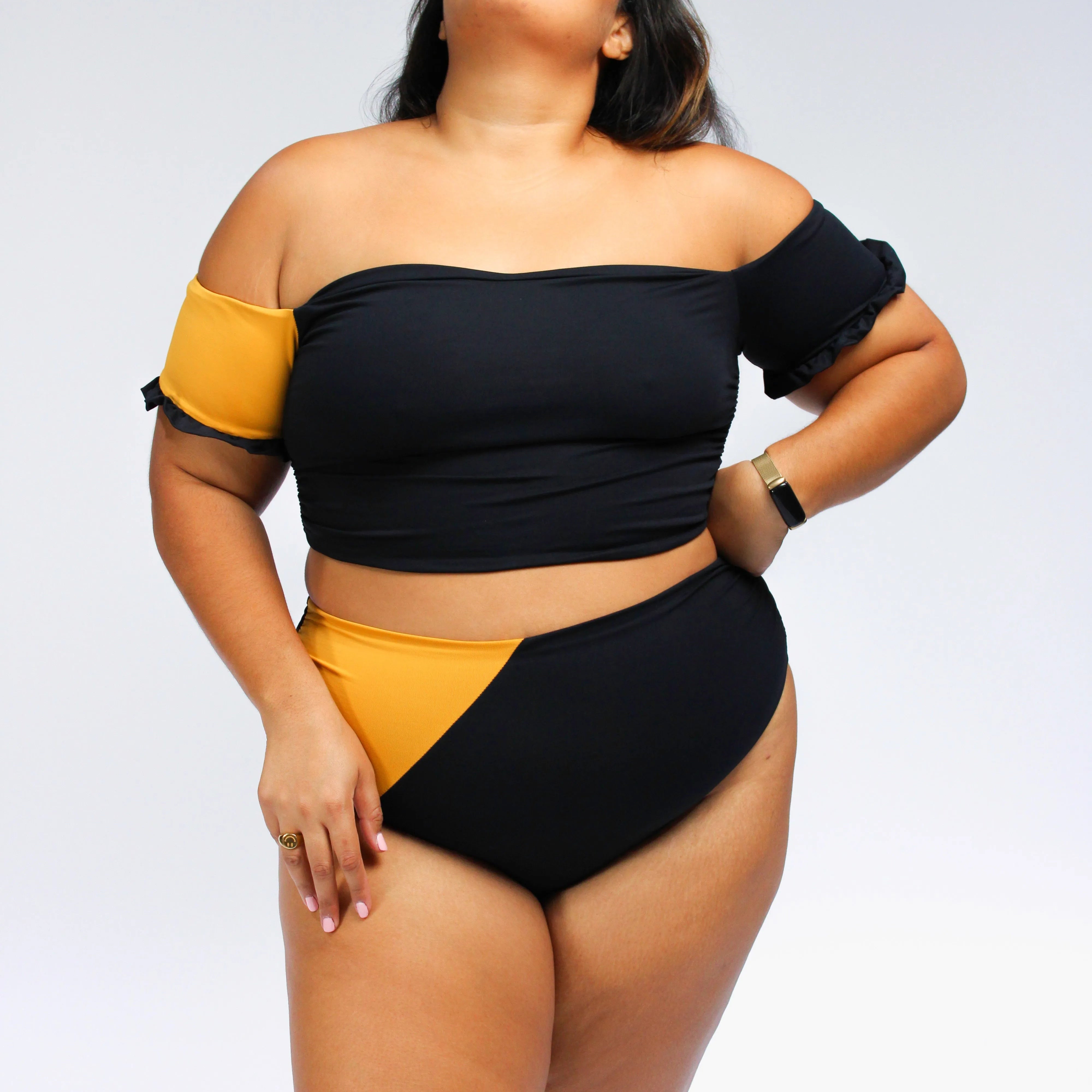 Cali Super High Waisted Color-blocked Bikini Bottom