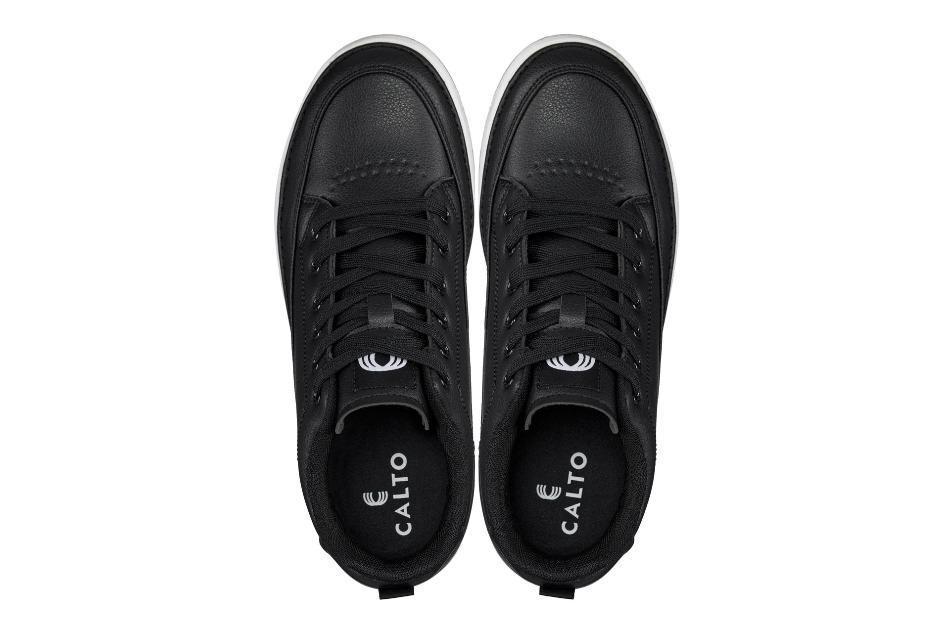 Q271 - 2 Inches Taller (Black Noir) - Elevated Leatherette Micro-Perforated Men's Sneakers