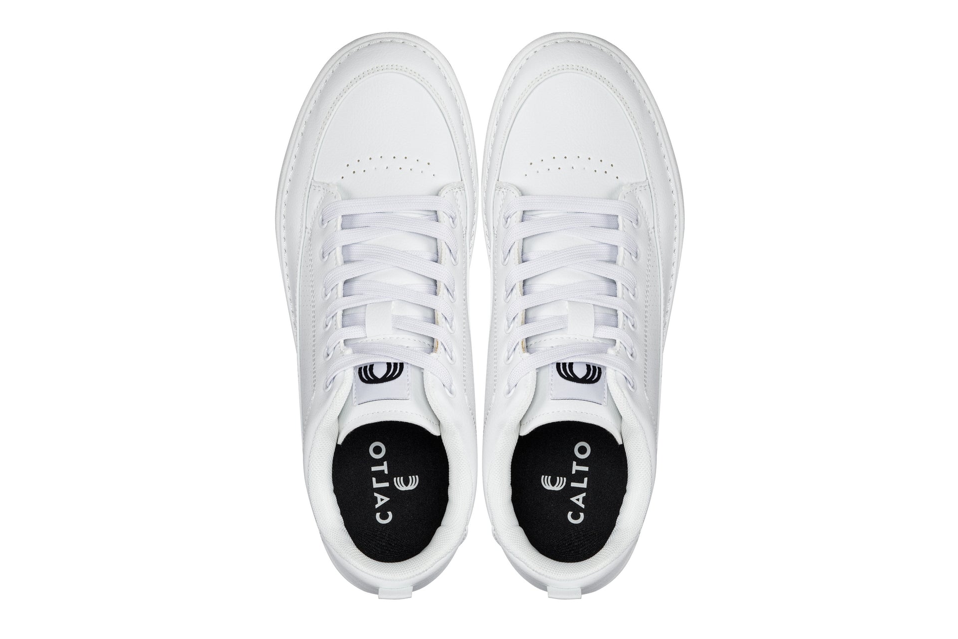 Q272 - 2 Inches Taller (White & Gum Sole) -Elevated Leatherette Micro-Perforated Men's Sneakers