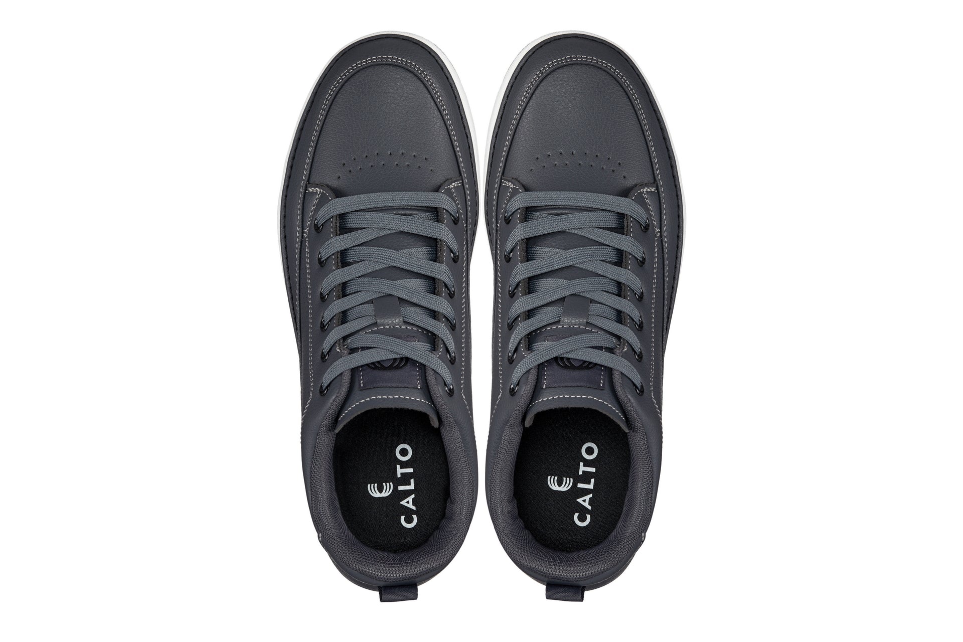 Q273 - 2 Inches Taller (Cement Grey) -Elevated Leatherette Micro-Perforated Men's Sneakers