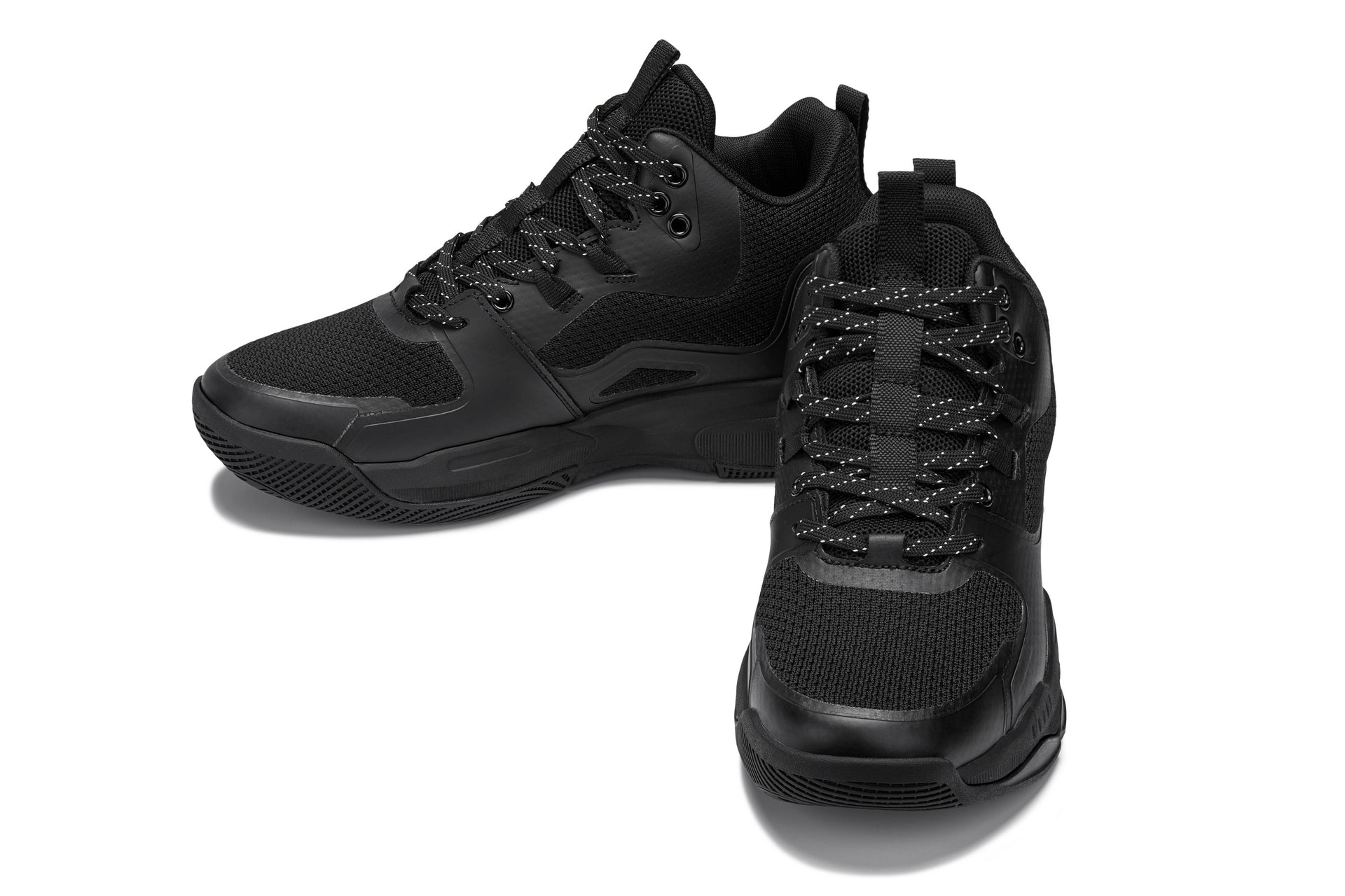 Q393 - 3 Inches Taller (Black) - Basketball High-Top Men's Sneakers
