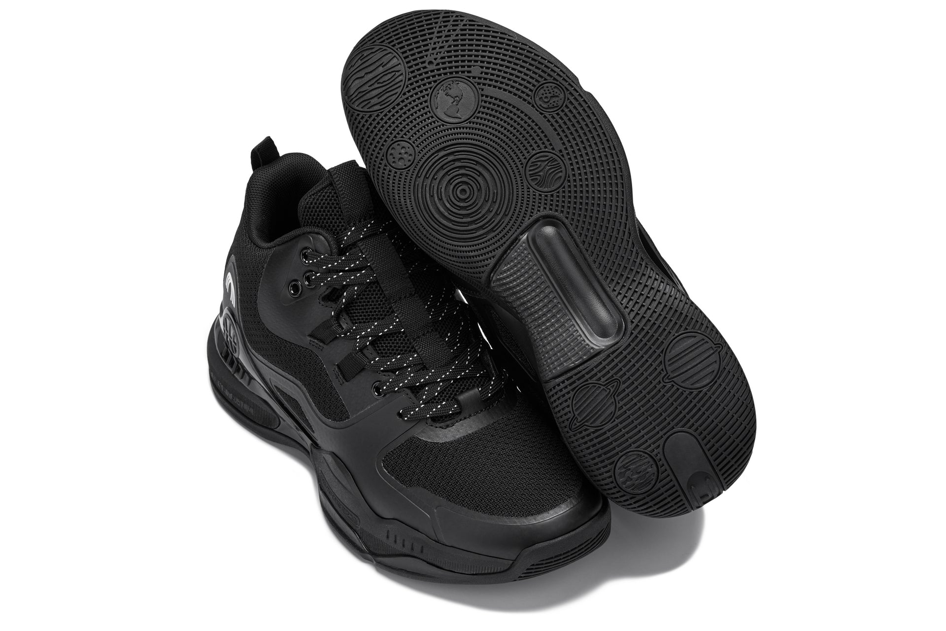 Q393 - 3 Inches Taller (Black) - Basketball High-Top Men's Sneakers