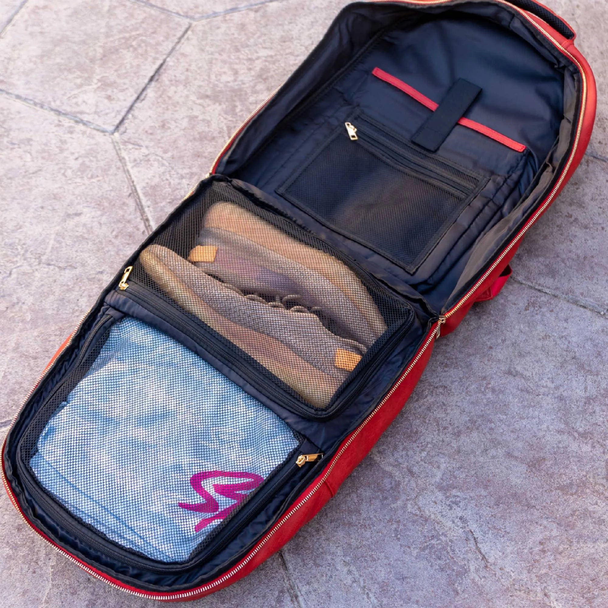 Red Tumbled Leather Daily Commuter Backpack Bag