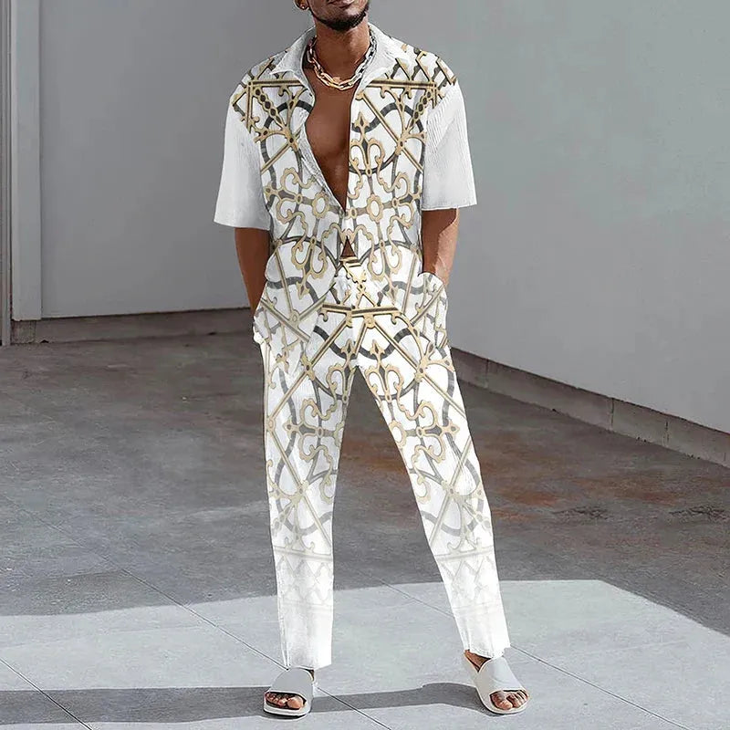 Vacation Straight Men Summer Casual pants set