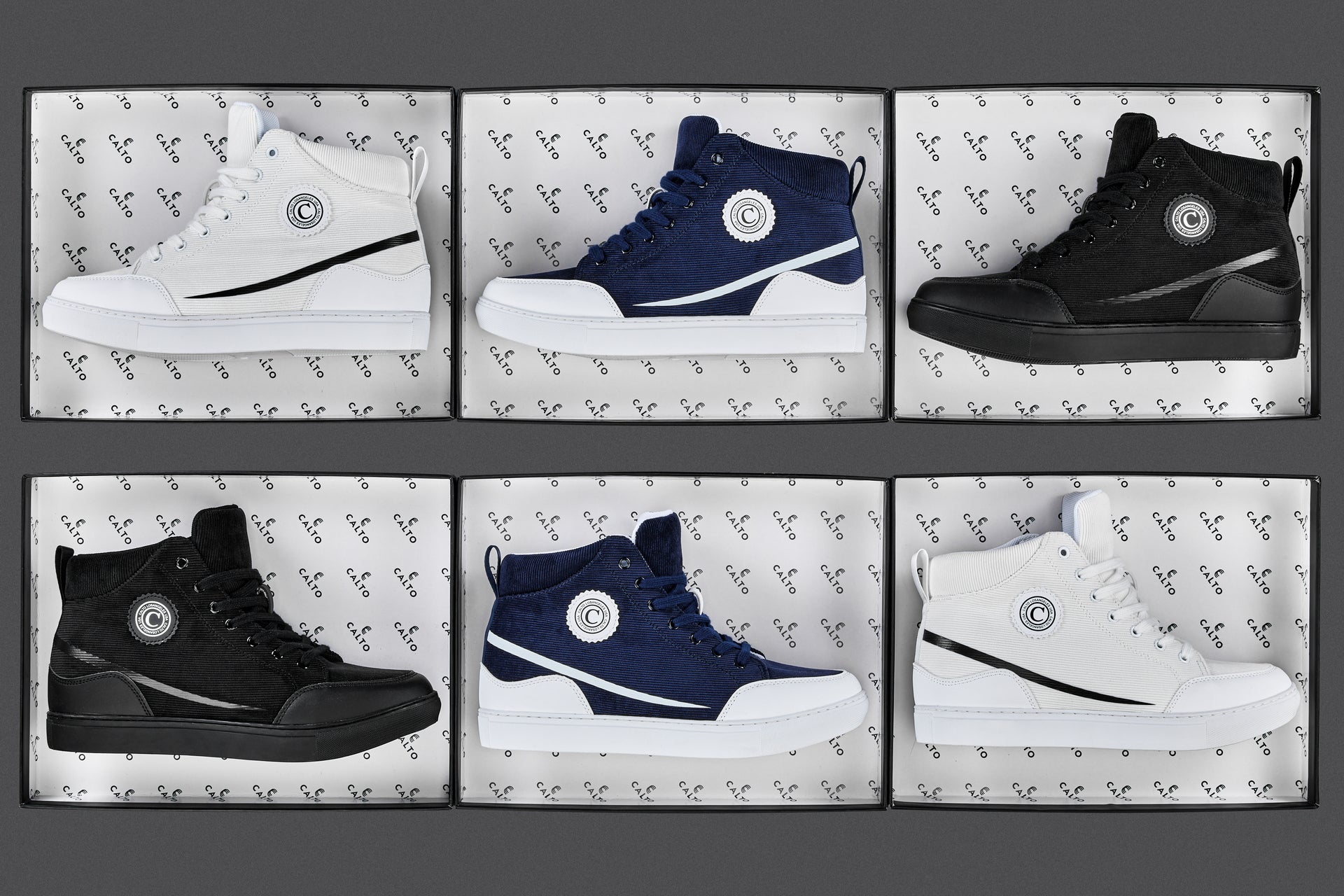 S4130 - 2.6 Inches Taller (Onyx/Black Sole) - Corduroy Ankle Top Men's Sneak-boot