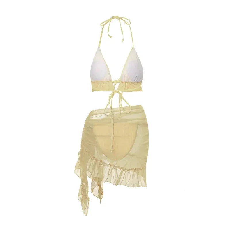 Saffie girl Halter Bandage three piece swimsuit
