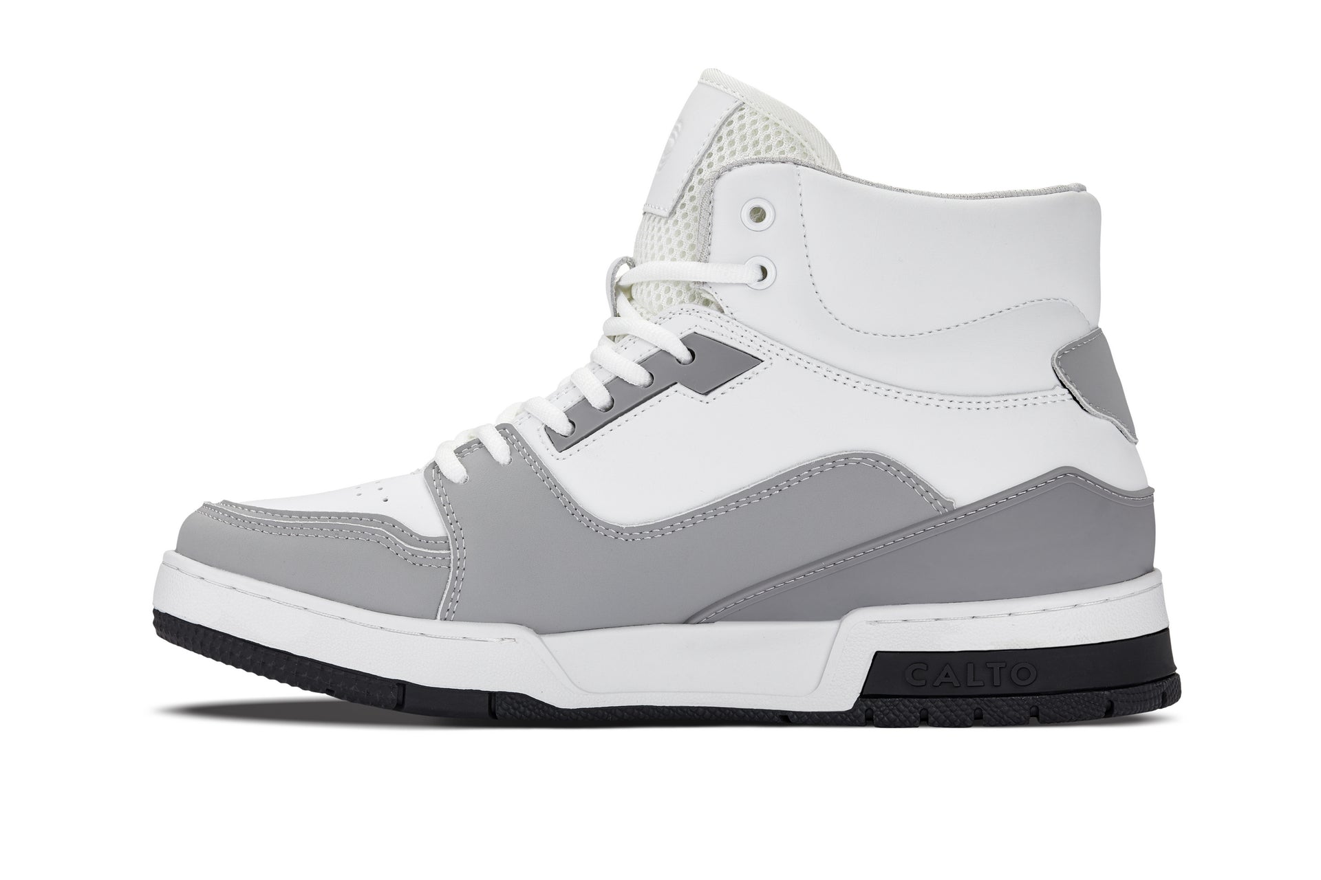 S4751 - 3 Inches Taller (White/Grey) - High Top Men's Sneakers