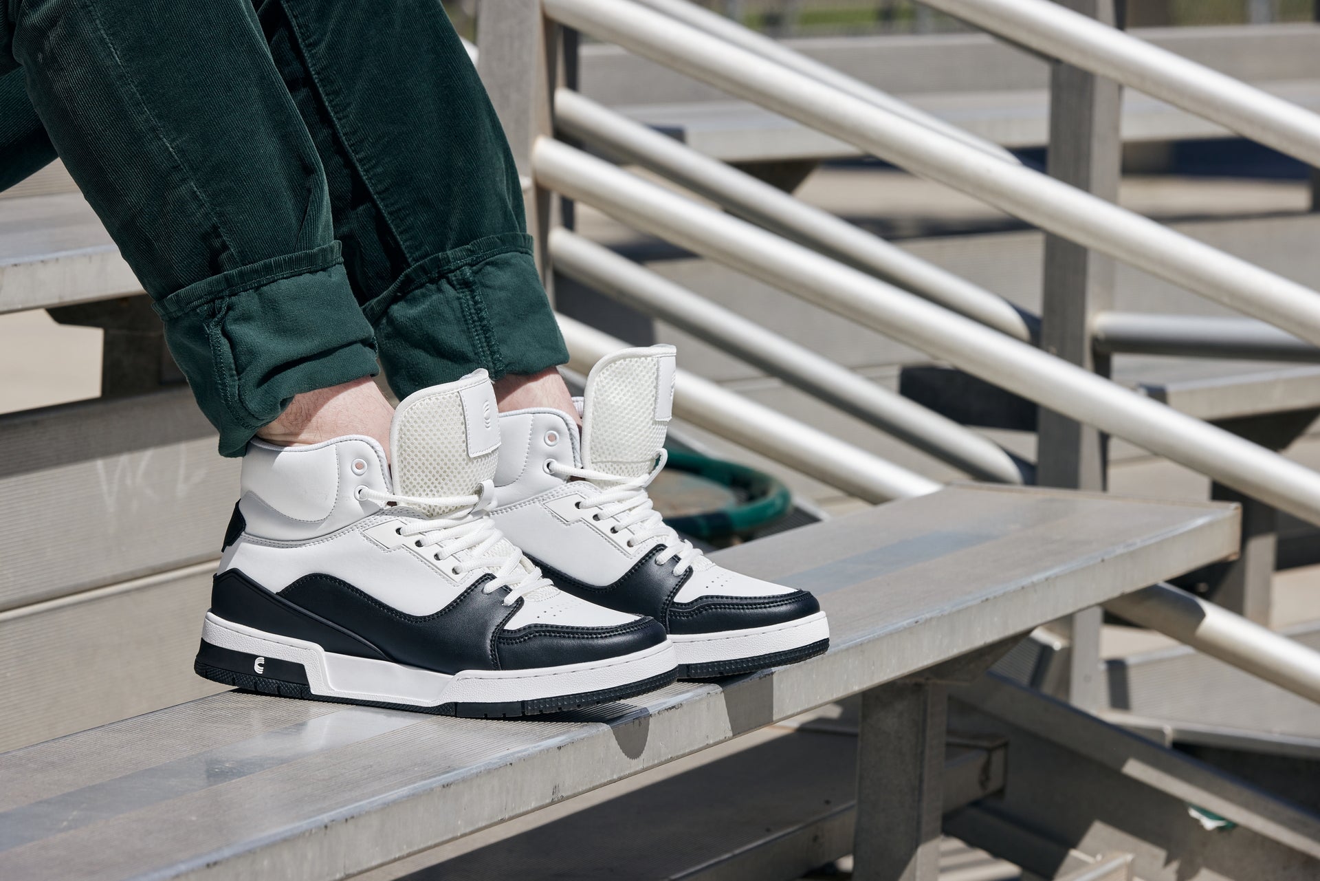 S4752 - 3 Inches Taller (White/Black) - High Top Men's Sneakers