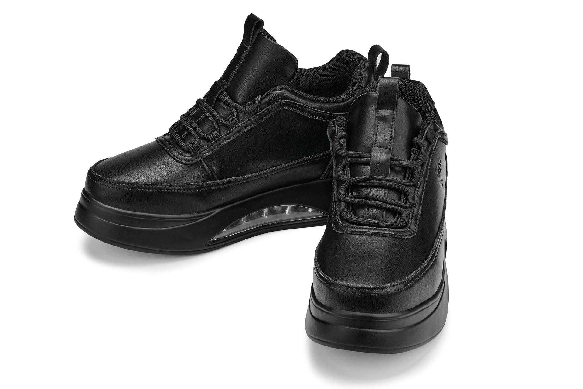 S4925 - 3.2 Inches Taller (Onyx/Black Sole) - Chunky Elevated Platform Men's Sneakers