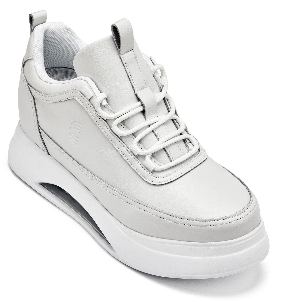 S4926 - 3.2 Inches Taller (Bone/White Sole) - Chunky Elevated Platform Men's Sneakers