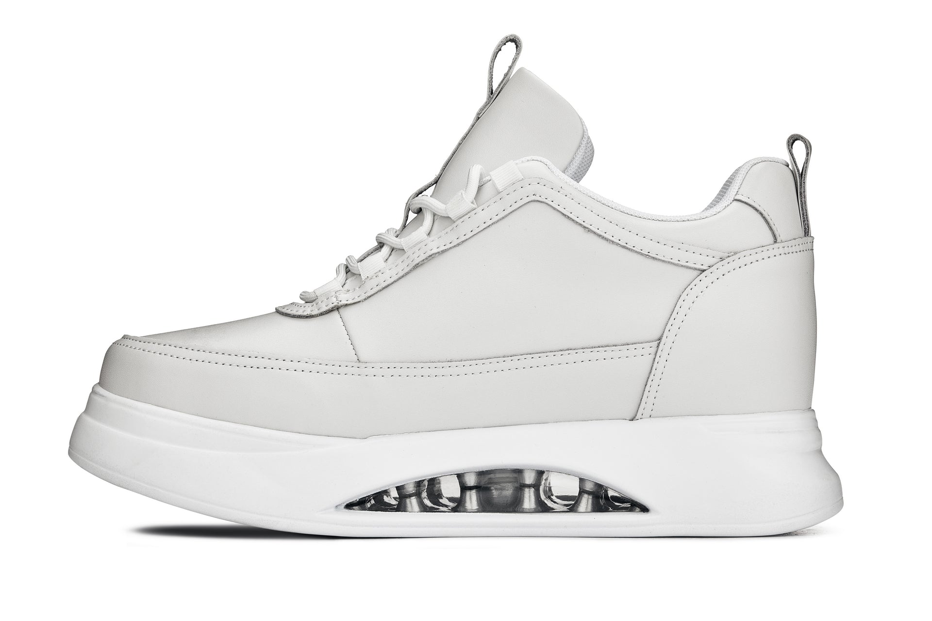 S4926 - 3.2 Inches Taller (Bone/White Sole) - Chunky Elevated Platform Men's Sneakers