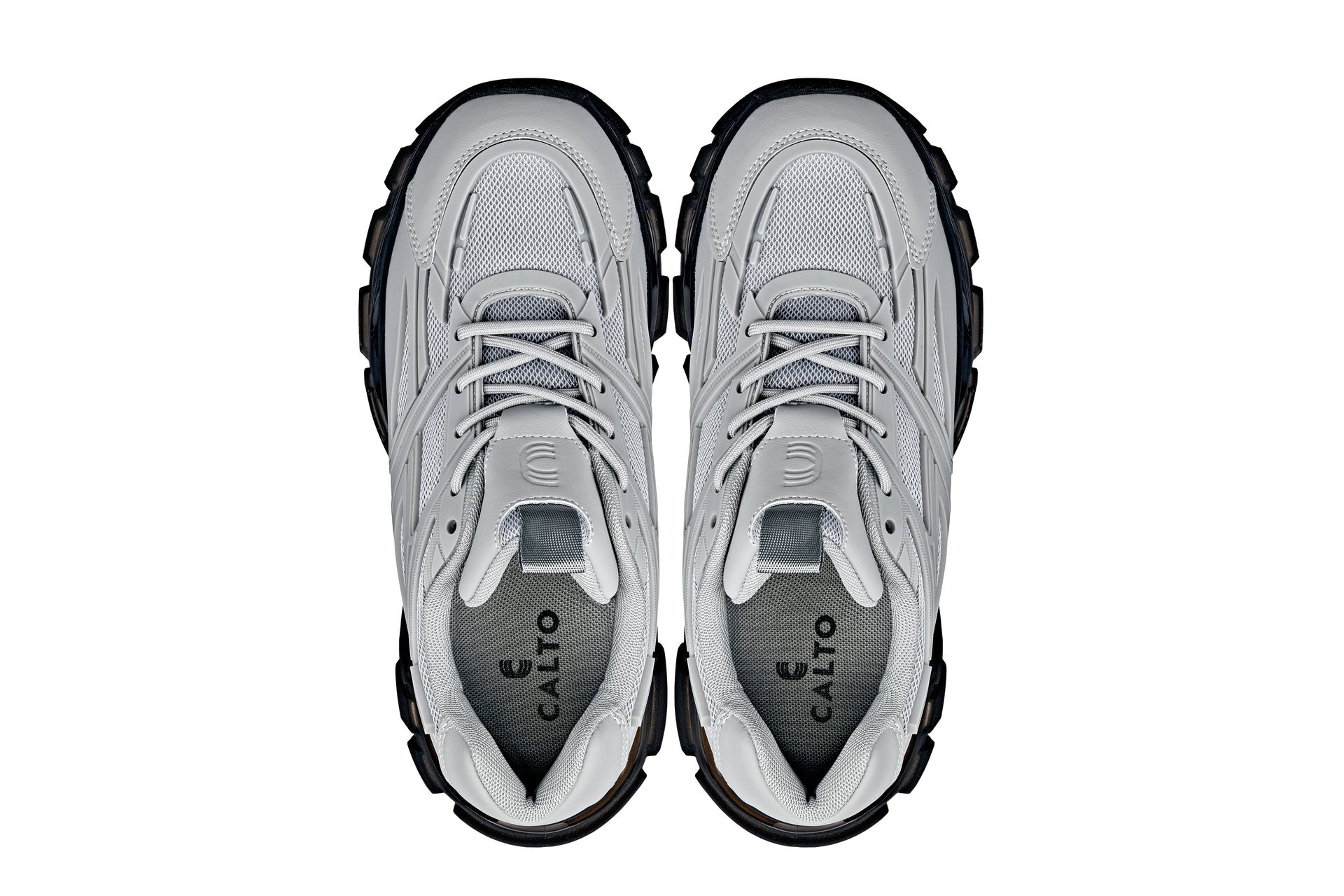 S5281 - 2.6 Inches Taller (Cement/Translucent Onyx Sole) - Chunky Sole Sporty Men's Sneakers