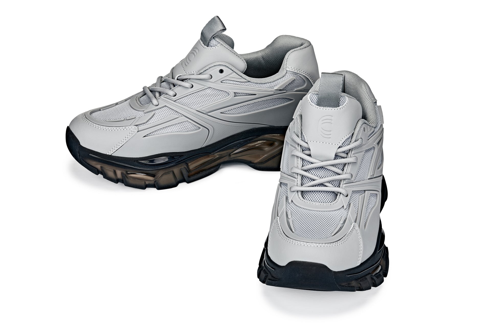 S5281 - 2.6 Inches Taller (Cement/Translucent Onyx Sole) - Chunky Sole Sporty Men's Sneakers