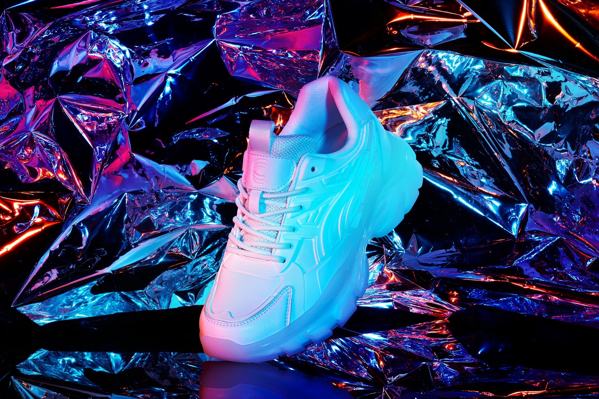 S5285 - 2.6 Inches Taller (White/Translucent White Sole) - Chunky Sole Sporty Men's Sneakers