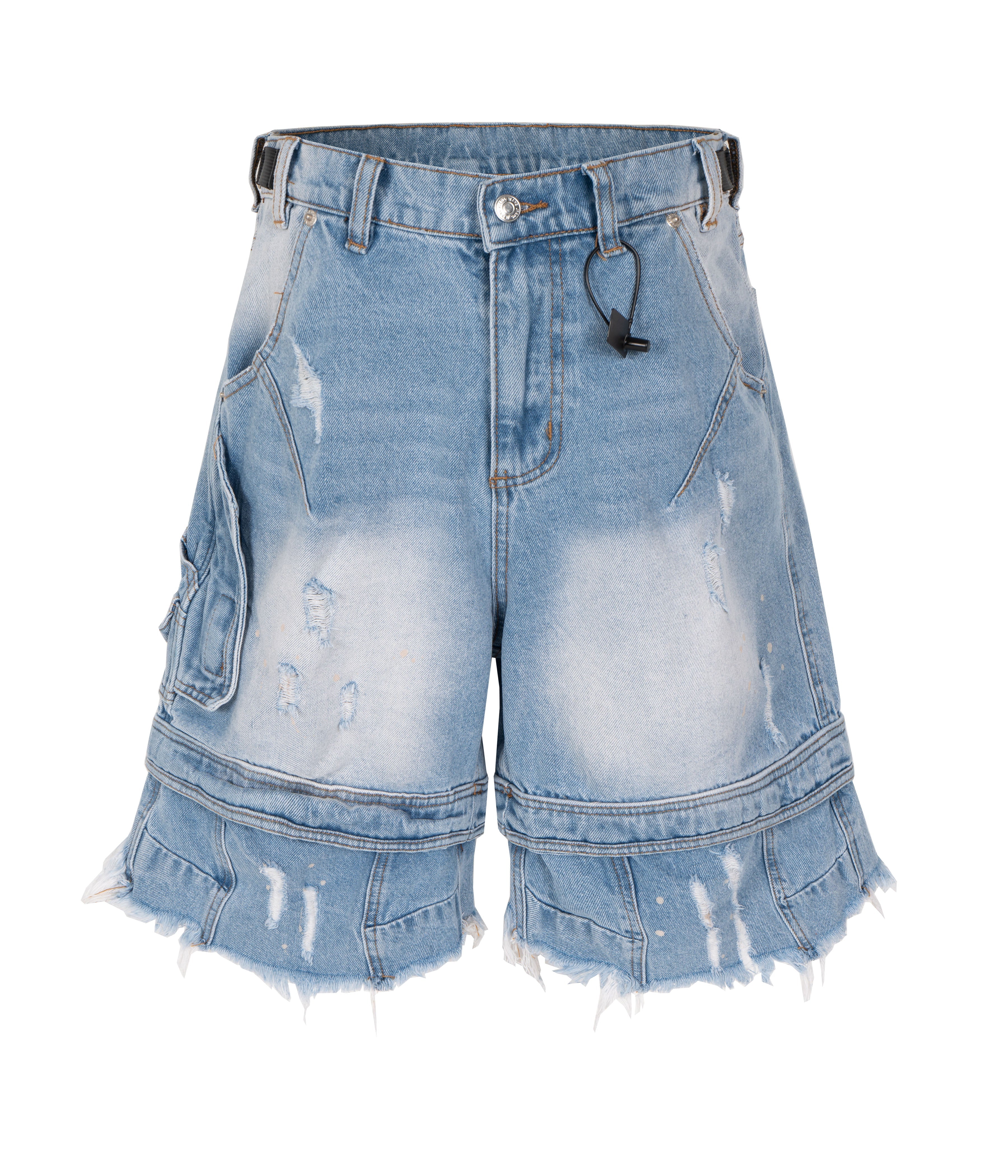 AZUL DISTRESSED CARGO SHORTS