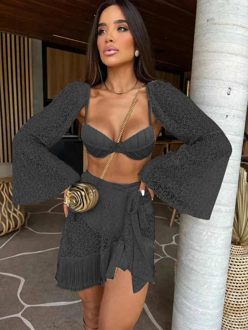 Deanea Tassel three piece swimsuit