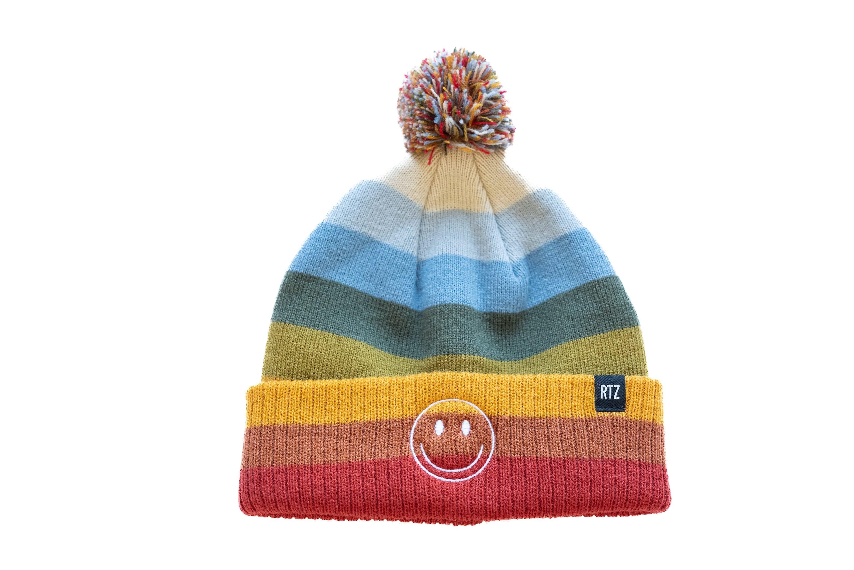Smiley Pom Pom Beanie Hat