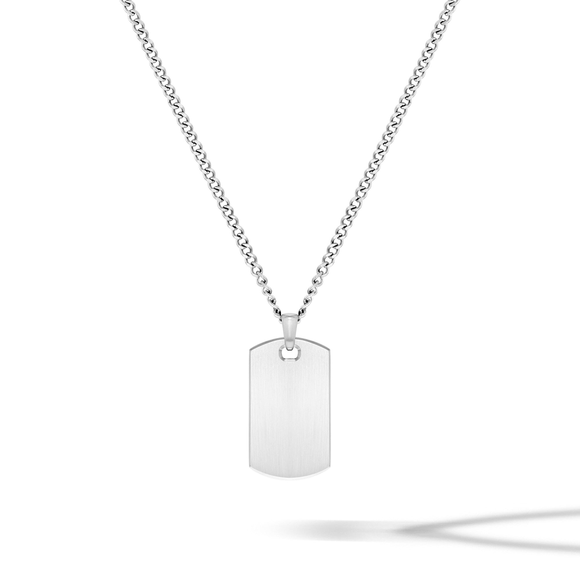 Beveled Tag Pendant - Silver