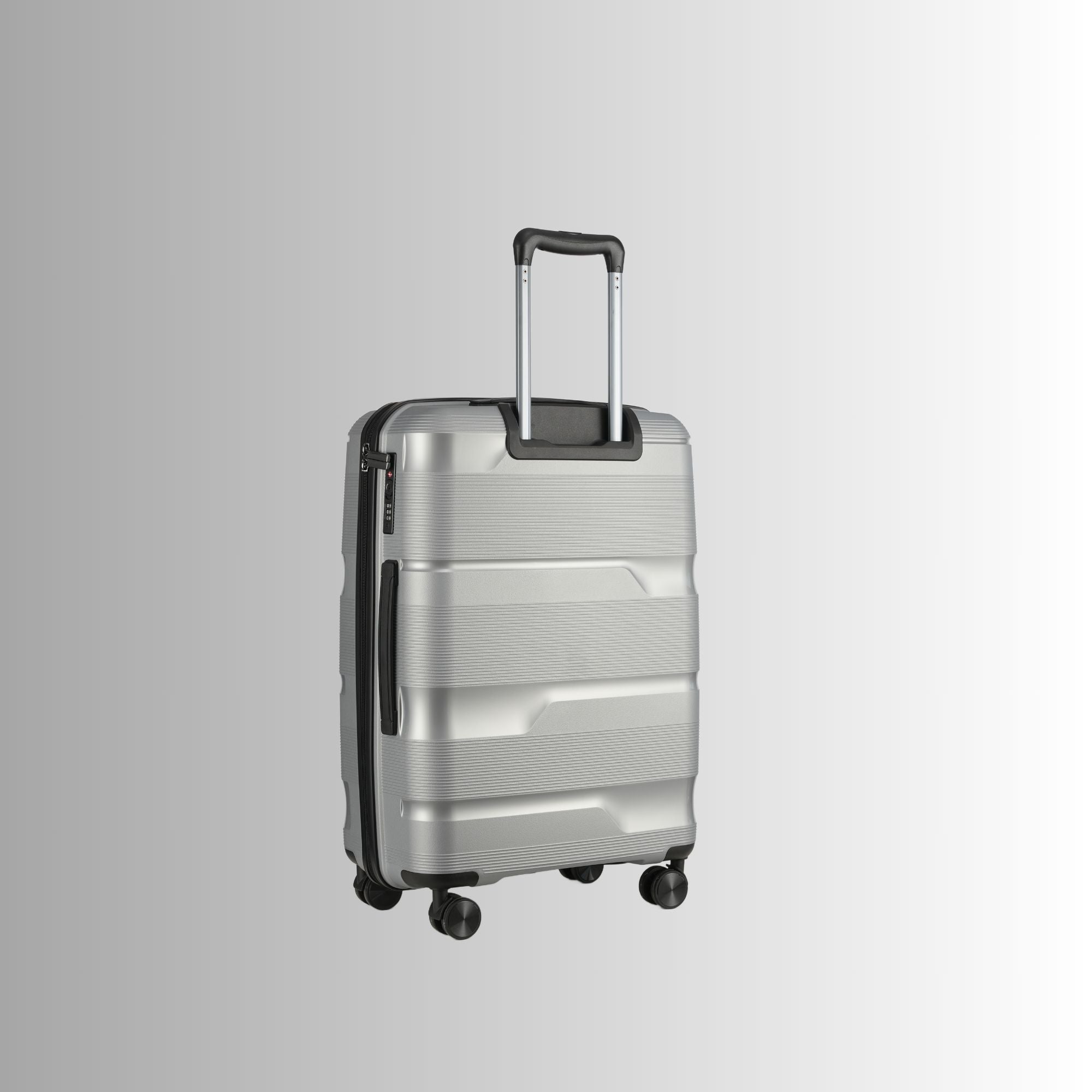 24-inch Silver Hardcase Roller Luggage with 360° Wheels & TSA Lock