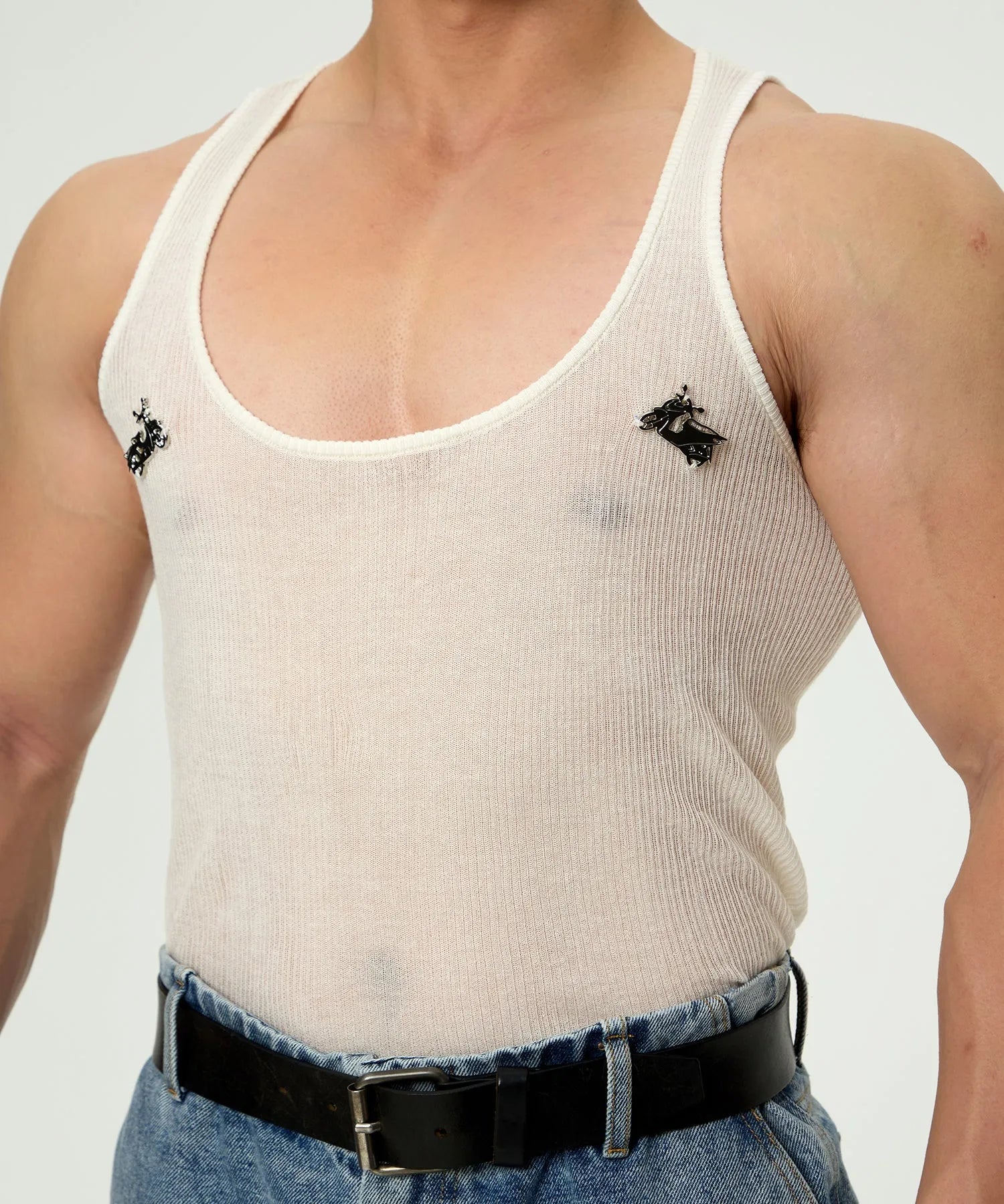 Saigonagram Sheer Rib Knit Tank Top