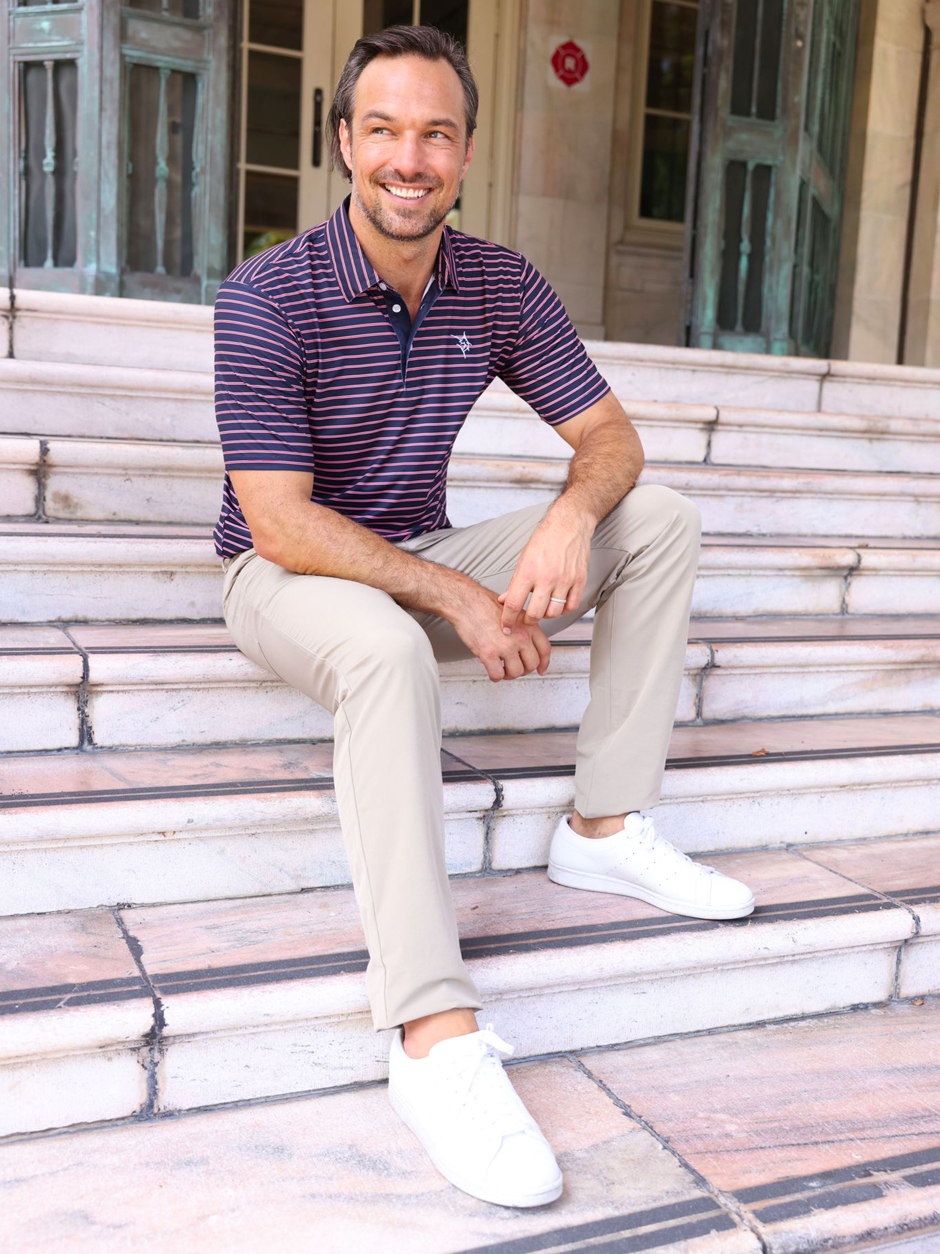 Men's Striper Polo. Purple