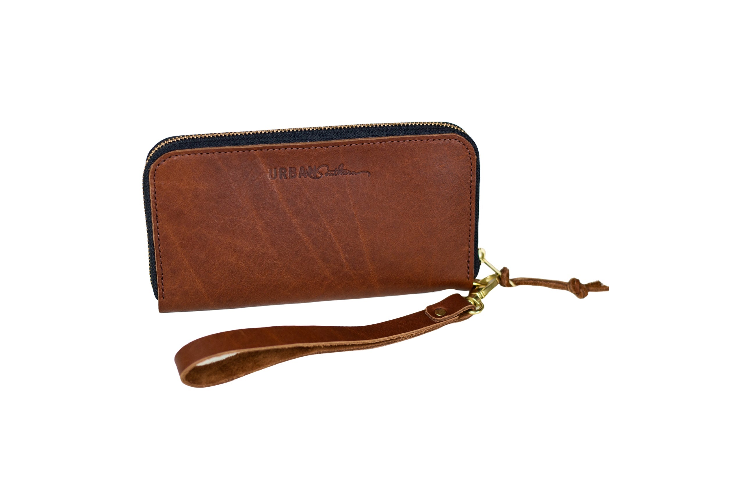 Urban Zipper Wallet – Full-Grain Leather Organizer with Wristlet
