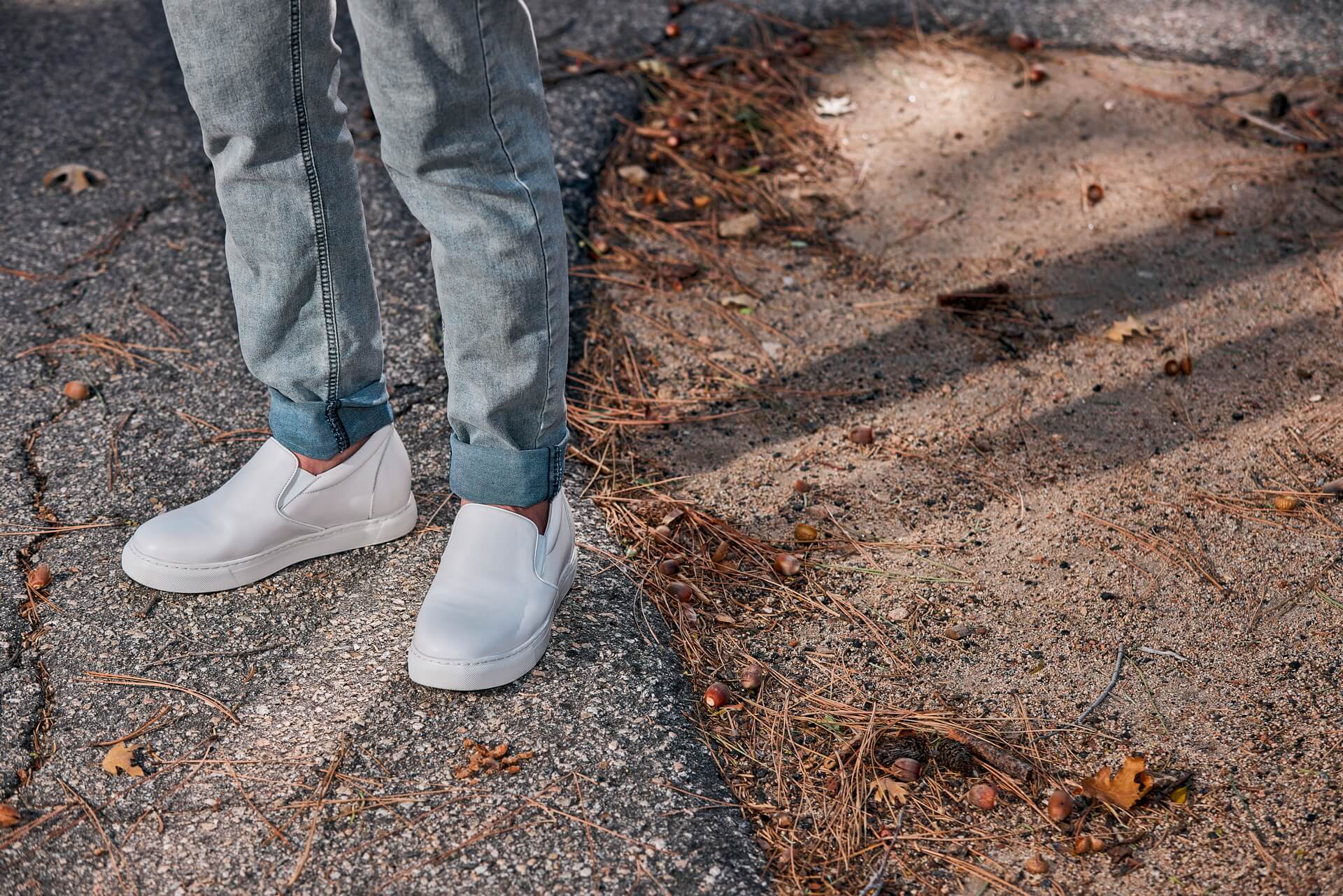 T1022 - 2.6 Inches Taller (White) - Lightweight Nappa Leather Men's Loafer