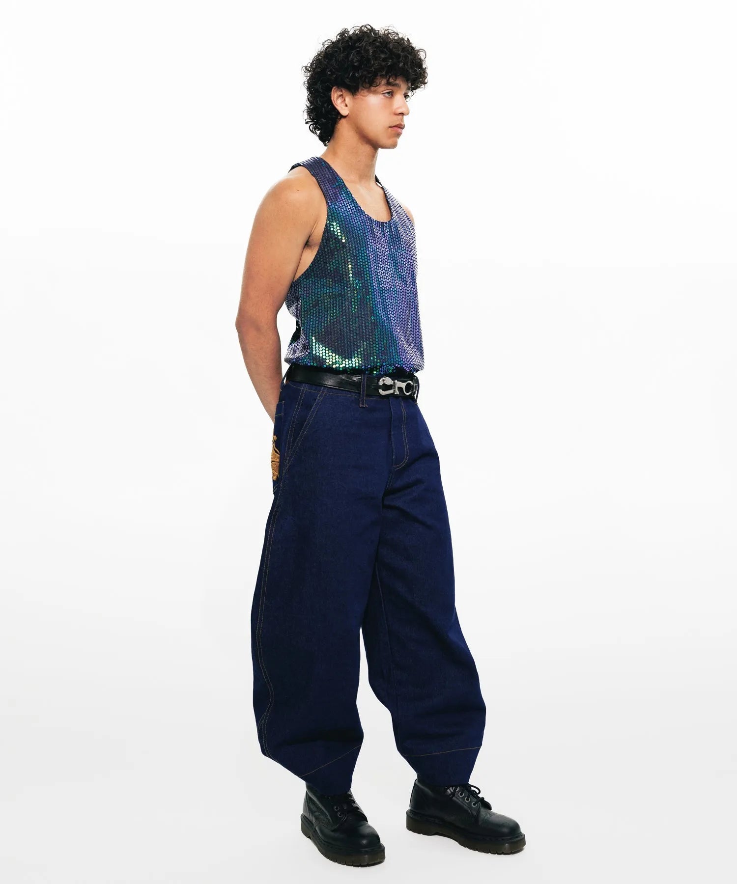 Matrix Sequin Denim Tank Top