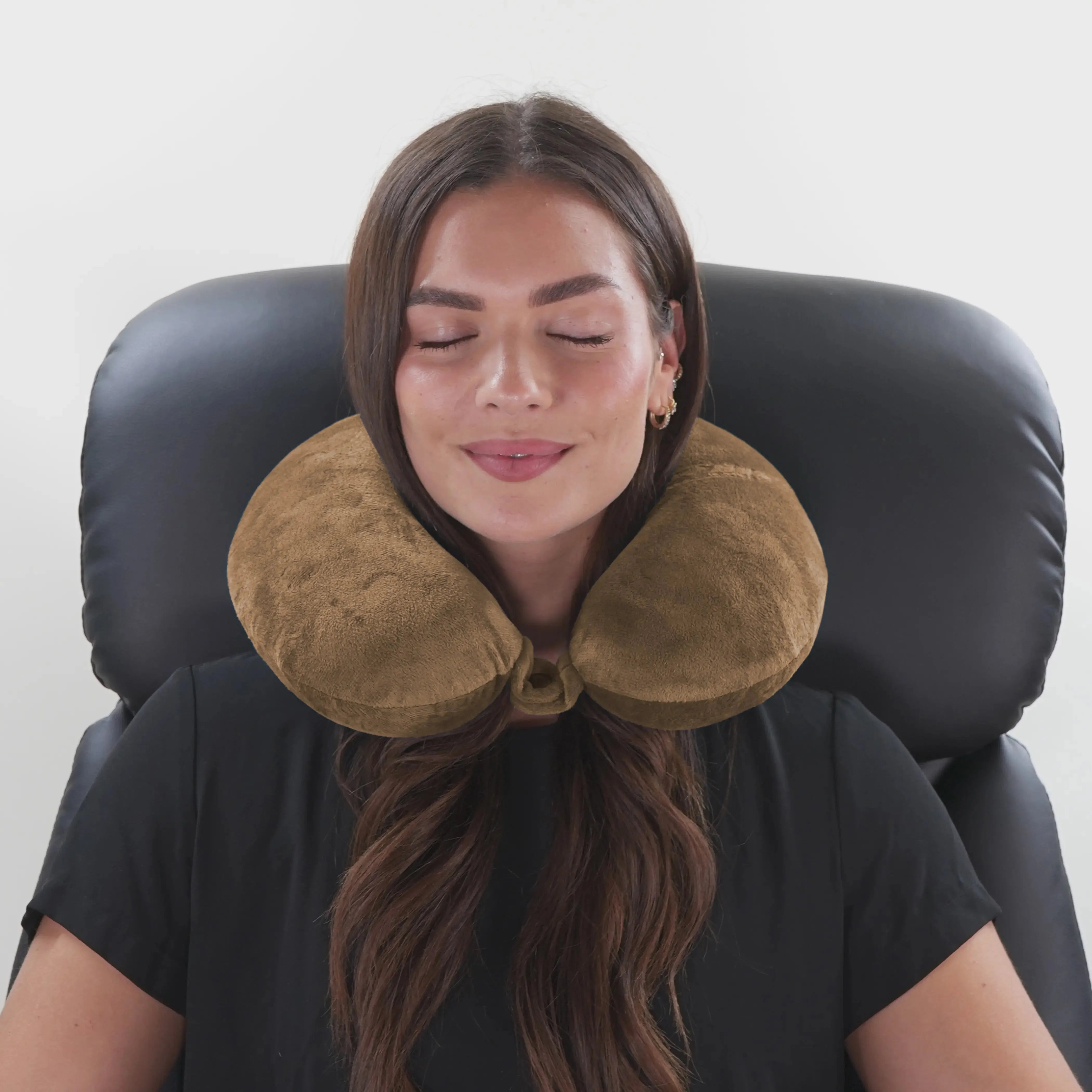Almohada de cuello de viaje con microperlas de felpa