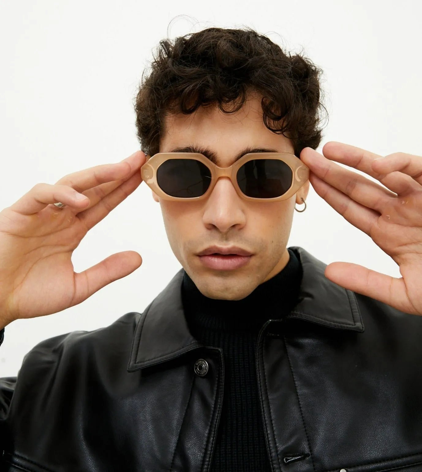 Geometric Unisex Sunglasses - Nude