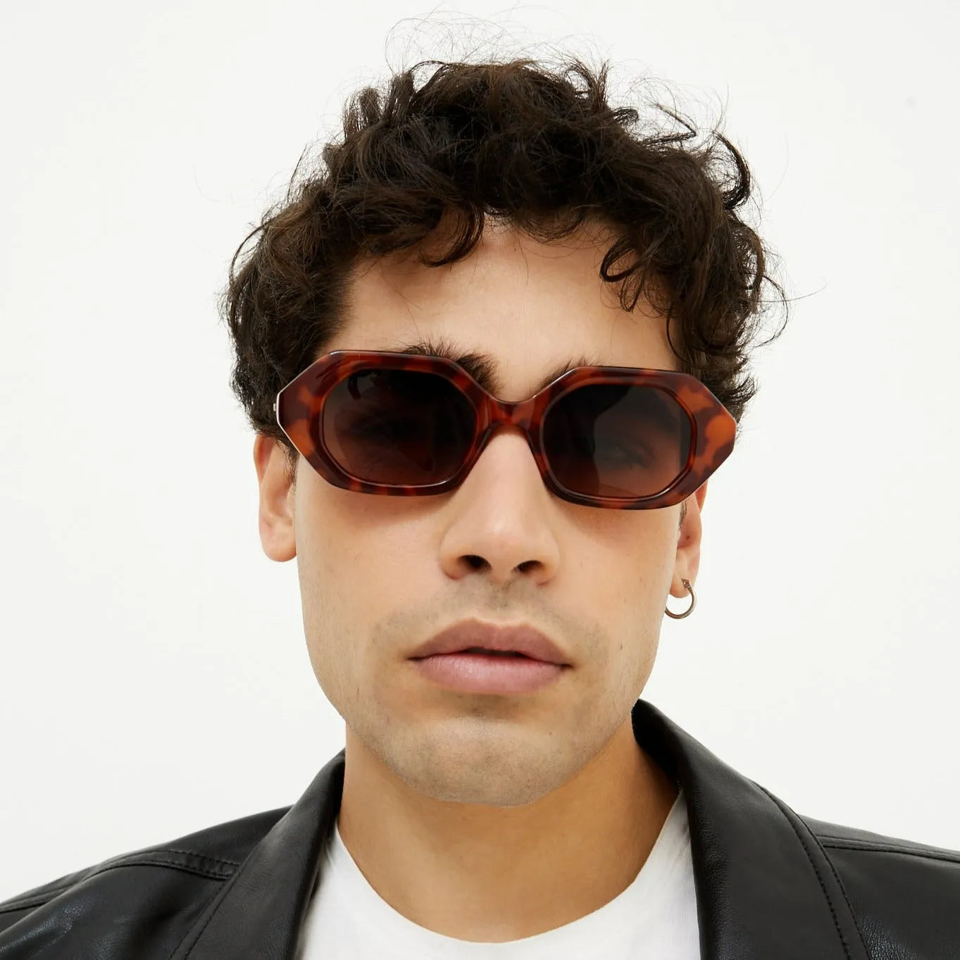 Geometric Unisex Sunglasses - Tortoise