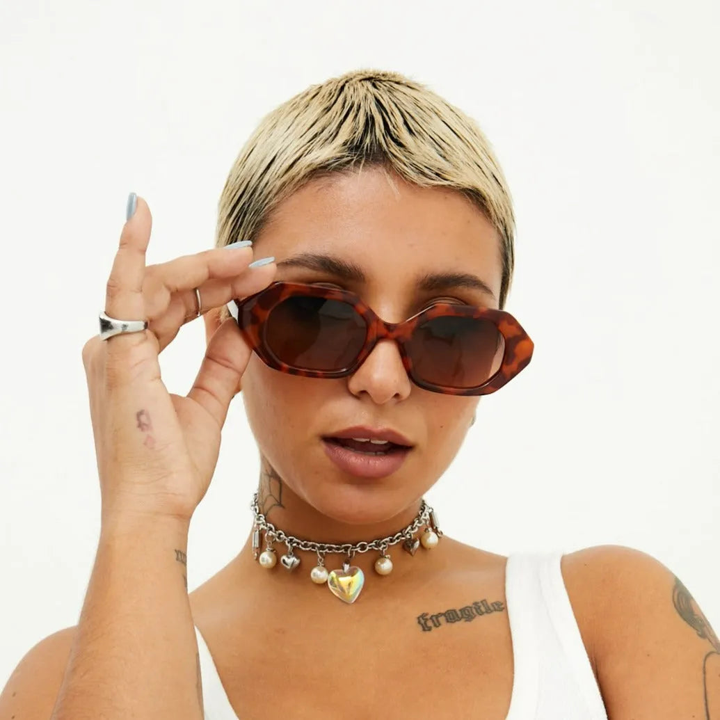 Geometric Unisex Sunglasses - Tortoise