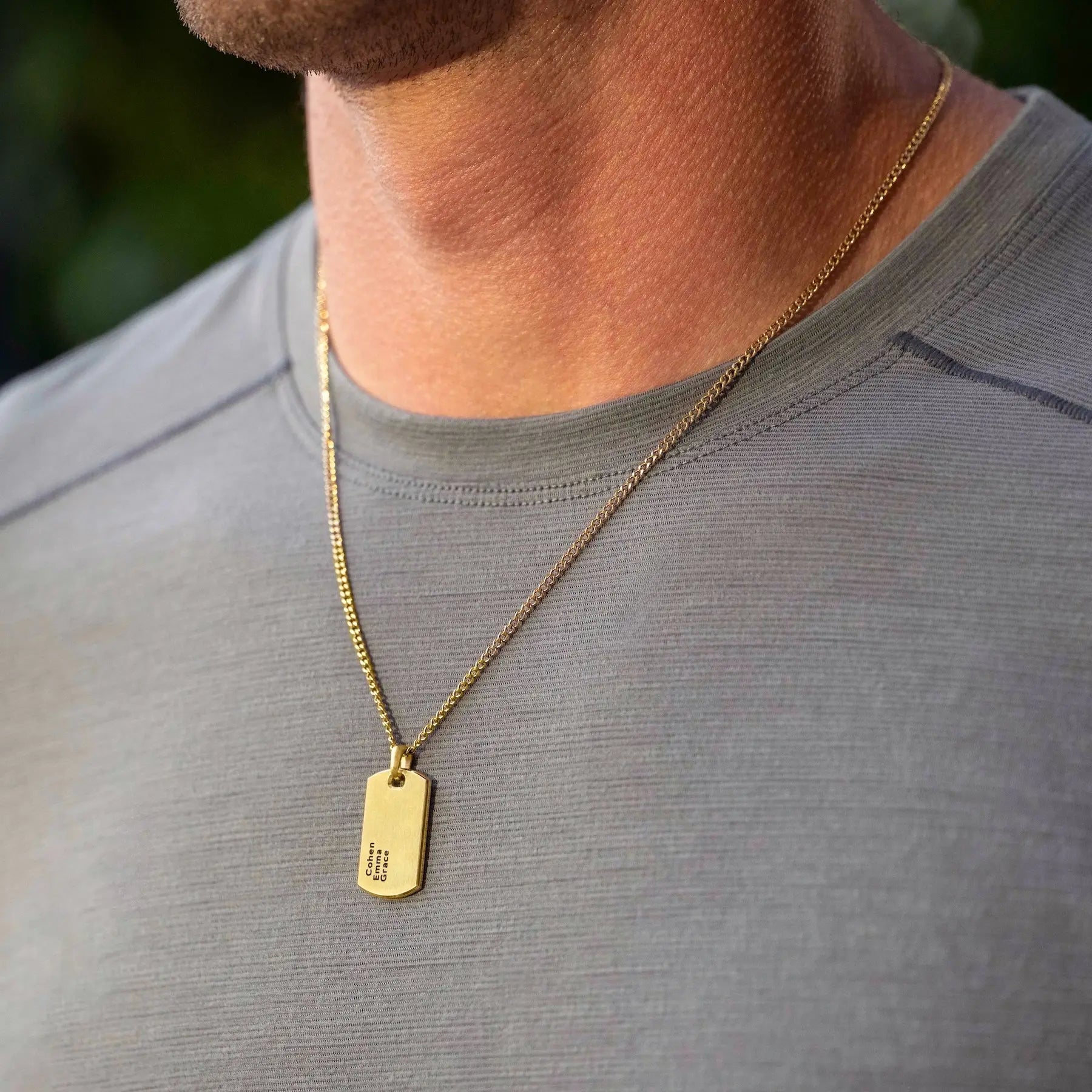 Beveled Tag Pendant - 14K Gold