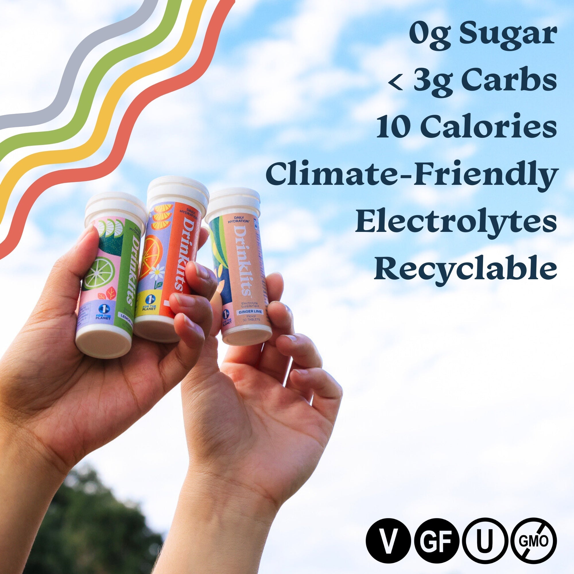 Drinklits Ginger-Lime & Orange Electrolyte Tablets (4) Tube Bundle | Daily Hydration Combo