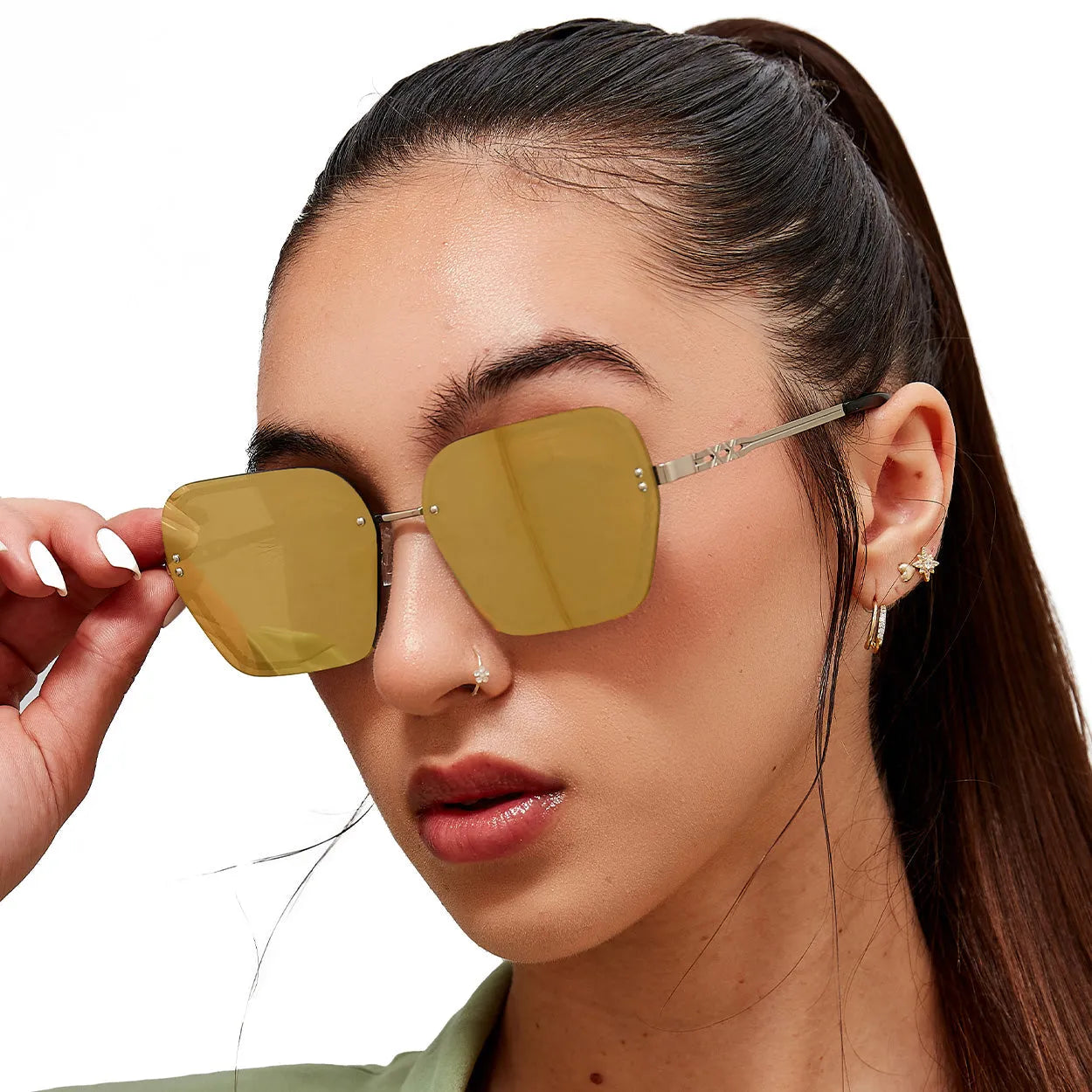 Chain Reaction Sunglasses - Mirrored Gold