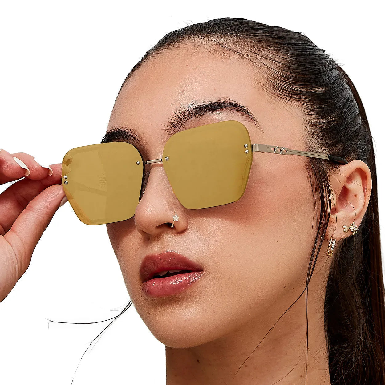 Chain Reaction Sunglasses - Mirrored Gold