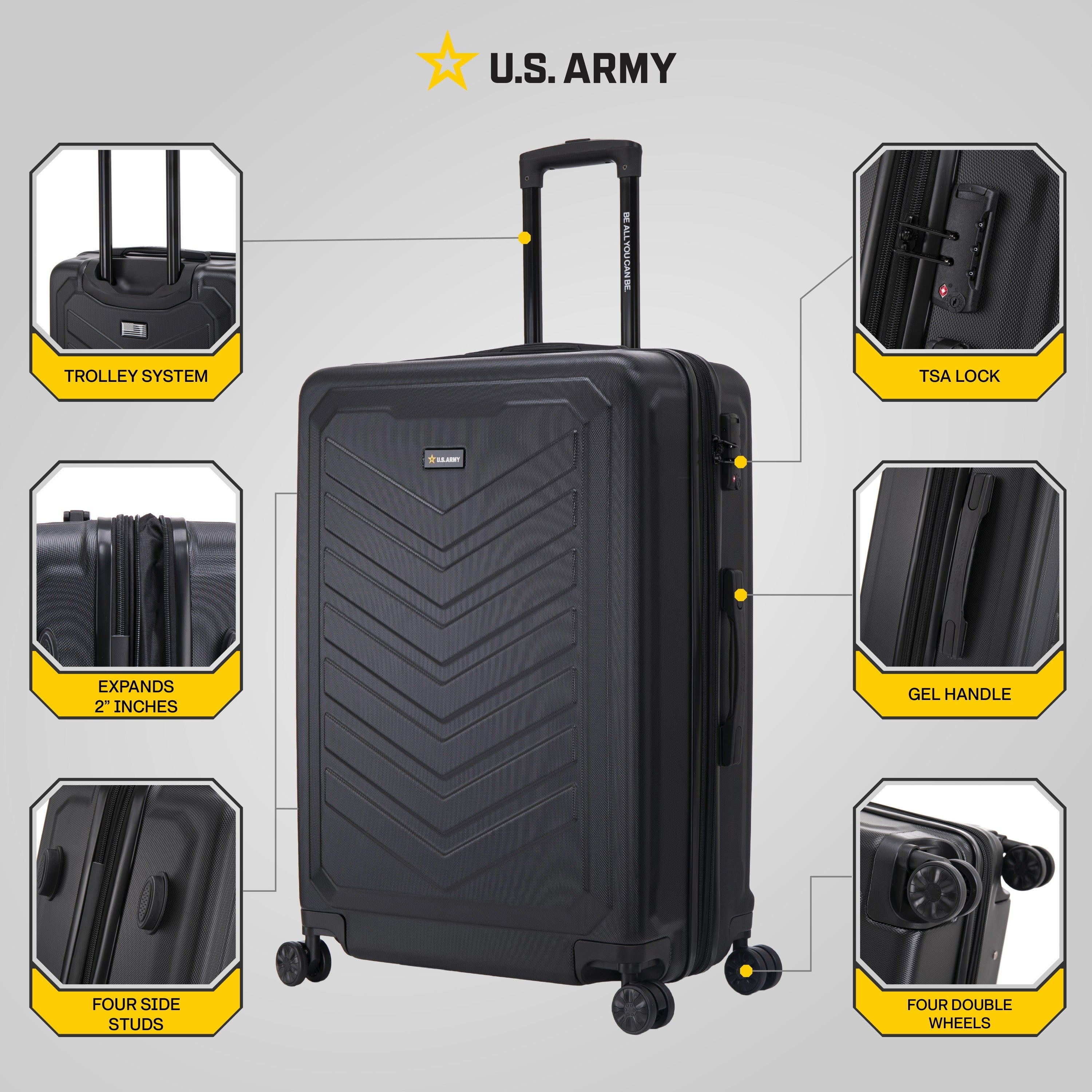 U.S. ARMY FOX PRO 28" Expandable Large Suitcase with TSA Lock