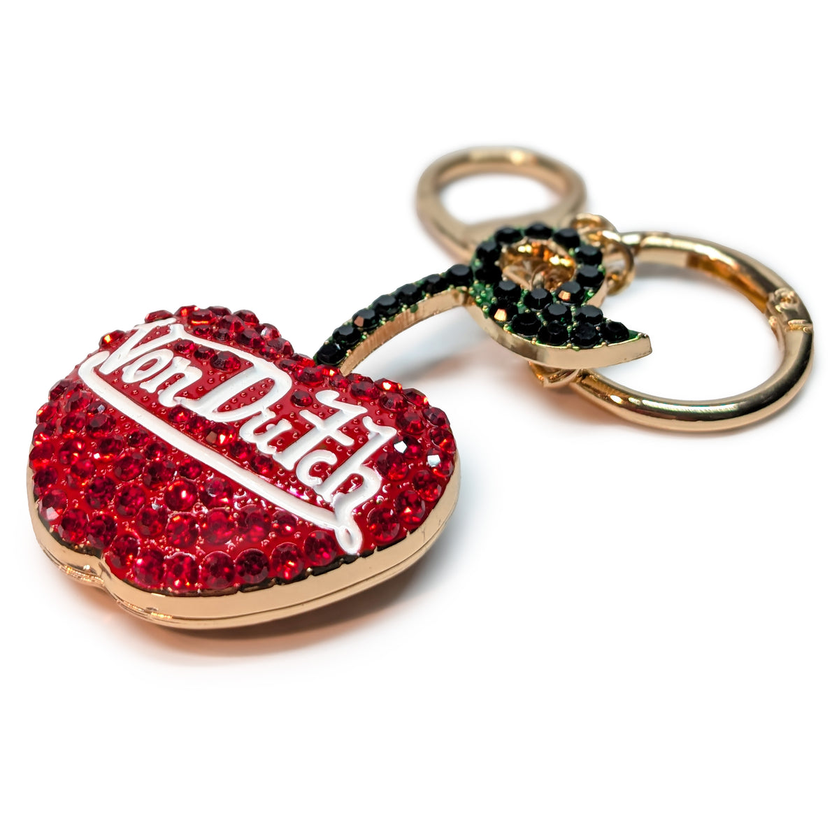 Cherry Metal Bag Charm with Rhinestones | Red