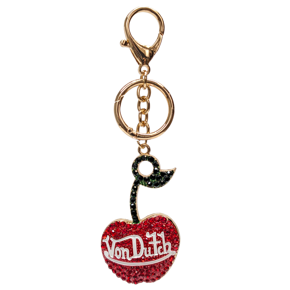 Cherry Metal Bag Charm with Rhinestones | Red